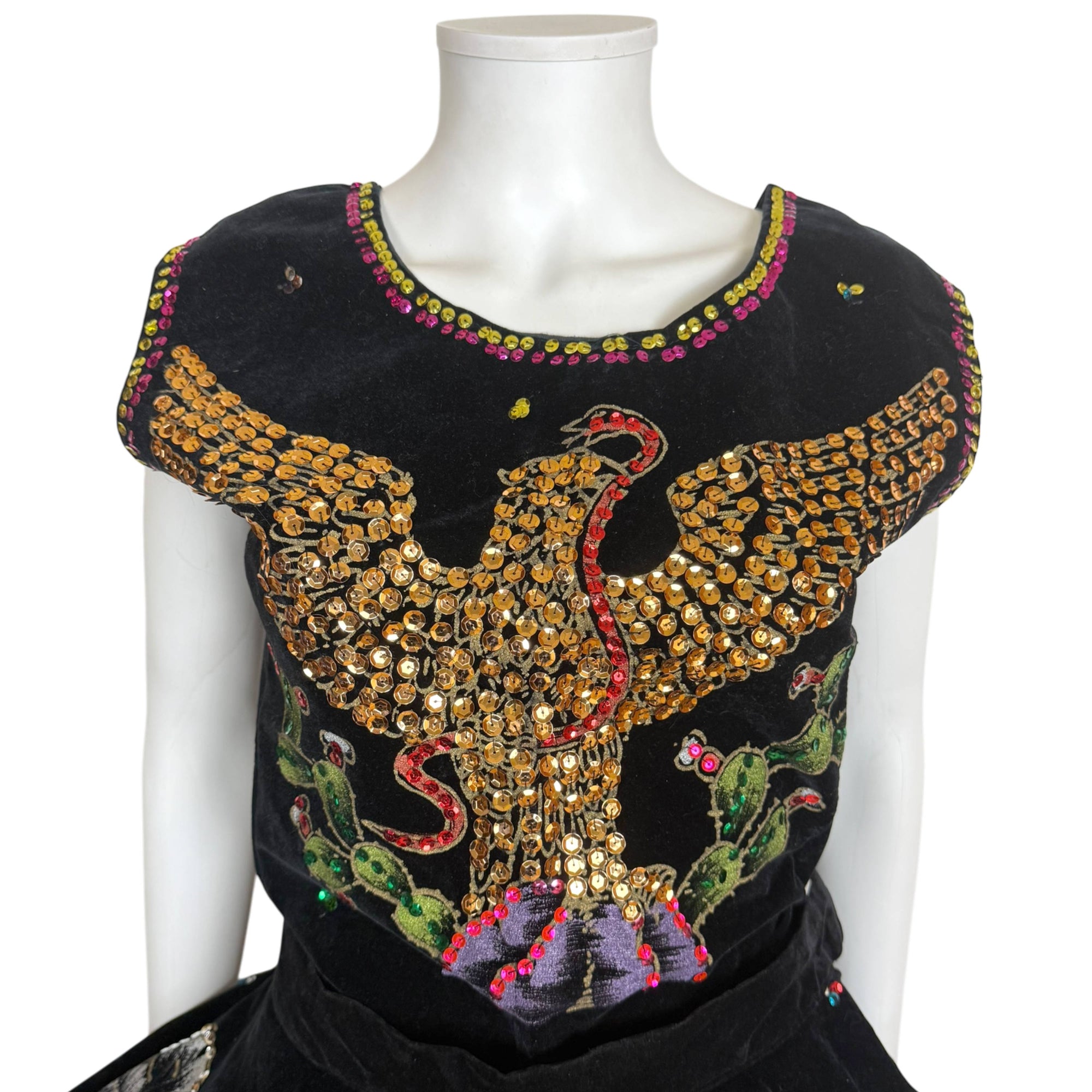 Vintage 1950s Mexican Circle Skirt and Top Set Hand Painted