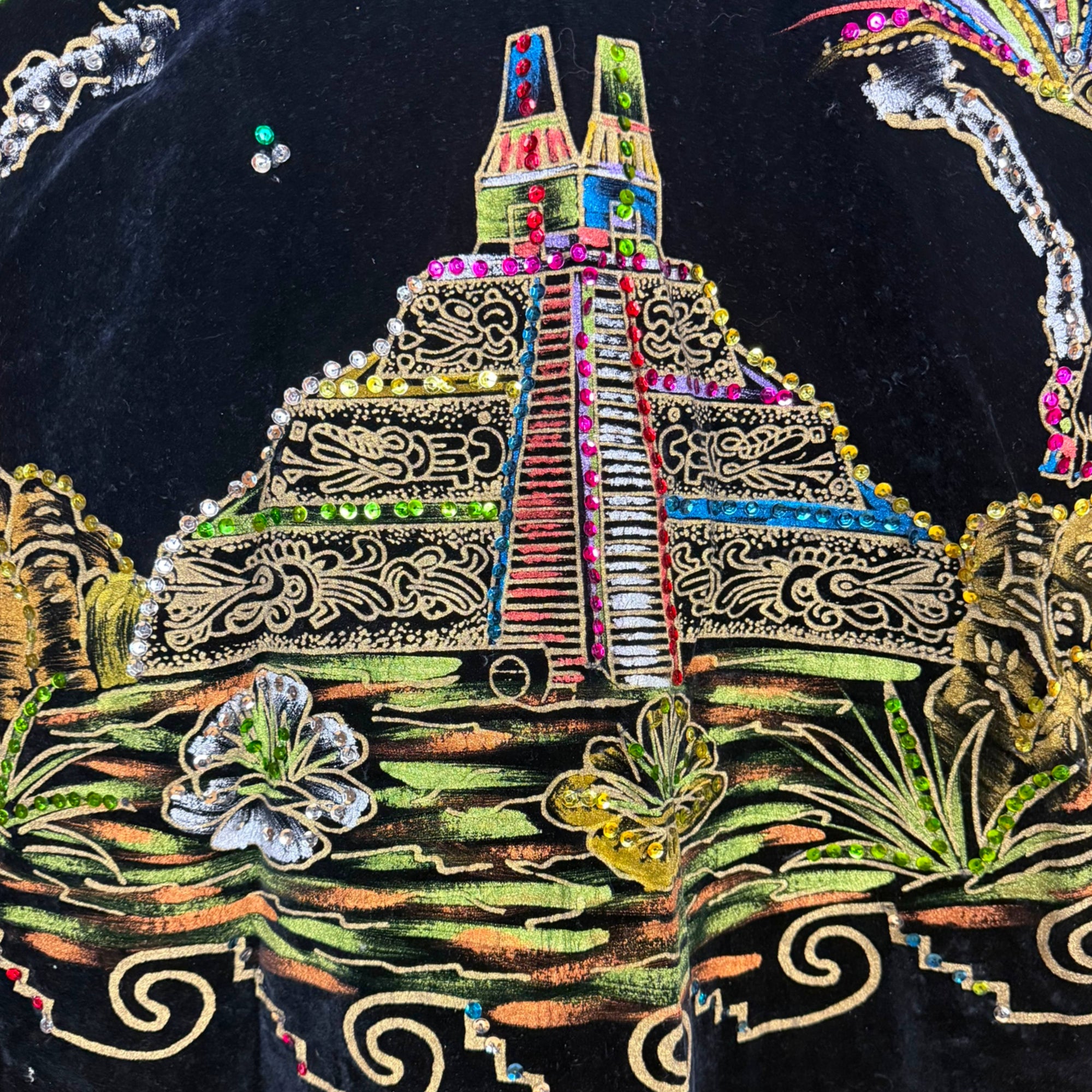 Vintage 1950s Mexican Circle Skirt and Top Set Hand Painted