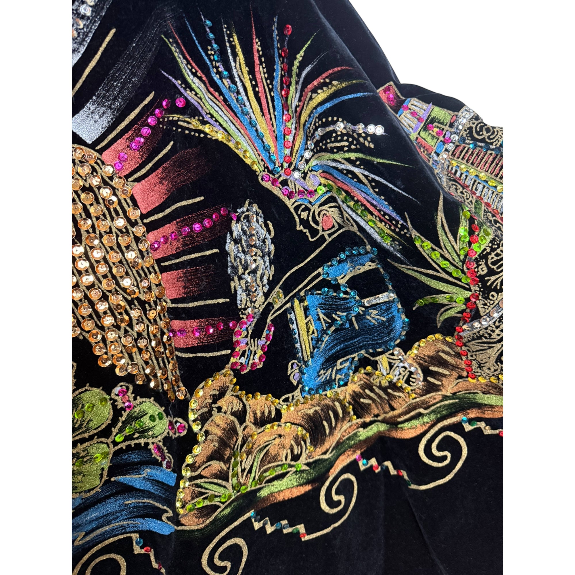 Vintage 1950s Mexican Circle Skirt and Top Set Hand Painted