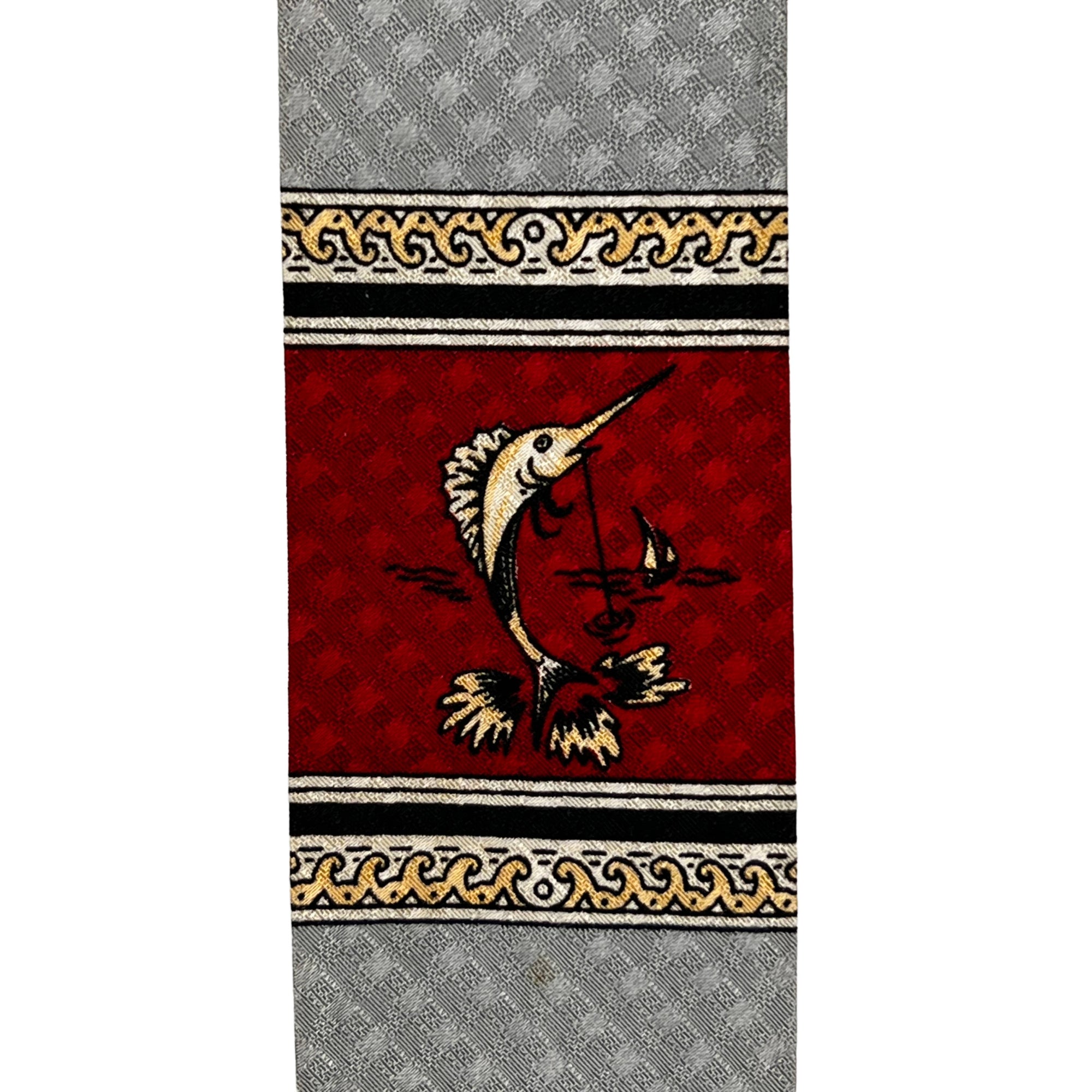 1950s Vintage Fishing Skinny Tie Square Ends Sailfish