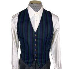 Vintage 1960s Mens Vest Mod Blue Green Striped Wool Size M