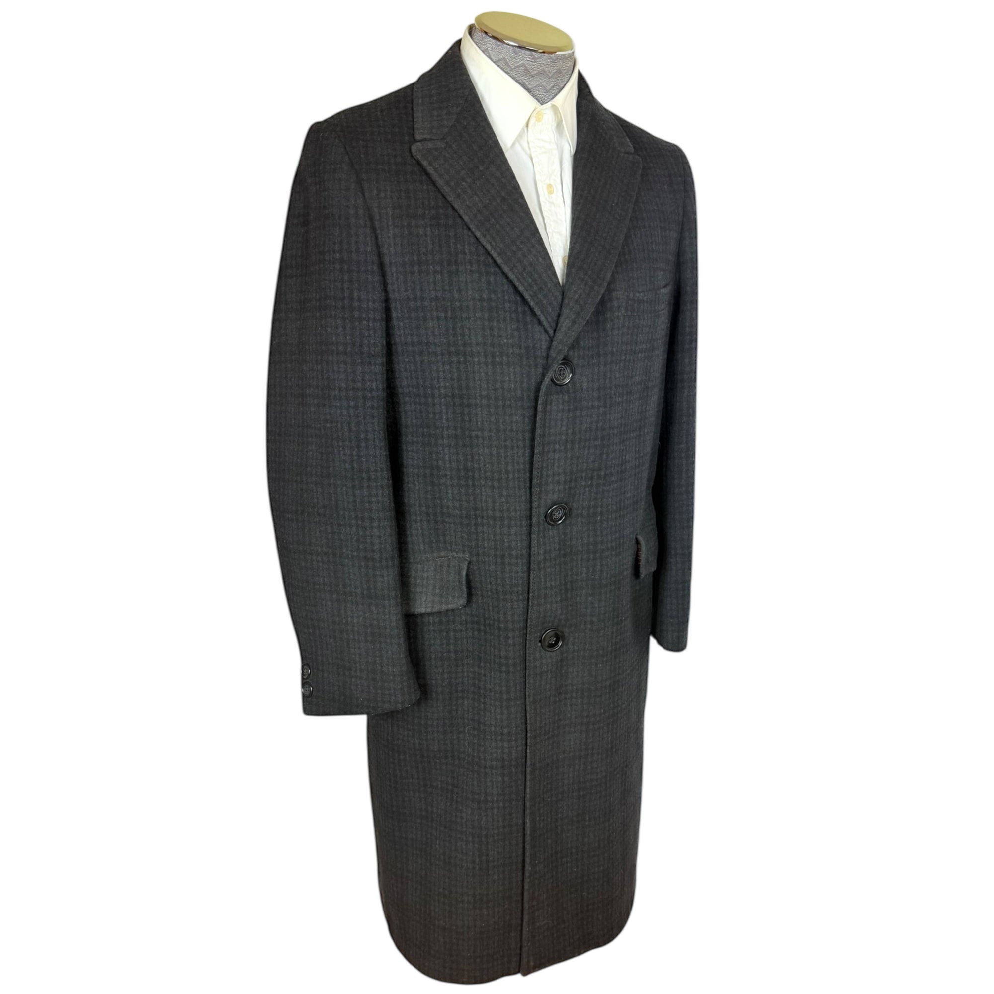 Dated 1962 Vintage 1960s Overcoat Checked Wool Coat Mens M