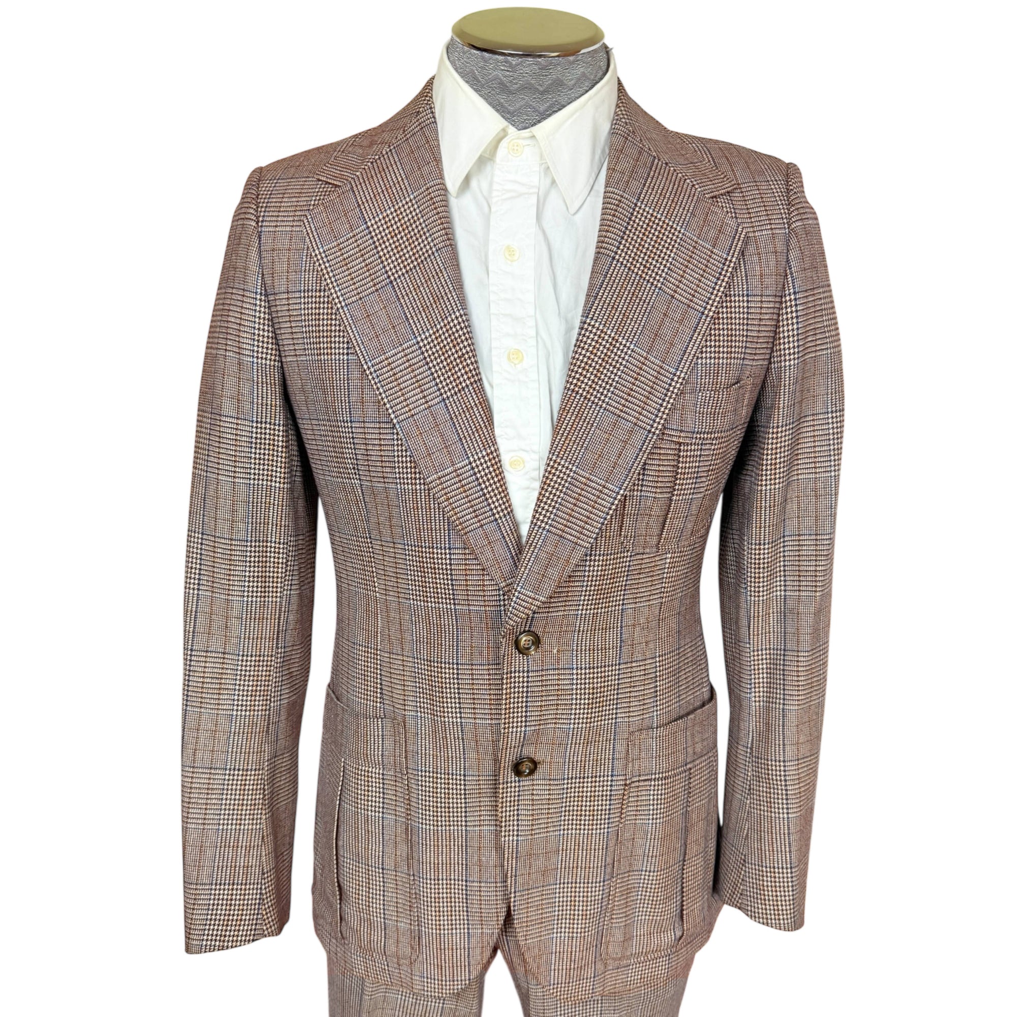 Vintage 1970s Suit Glen Plaid Wool Bayard-Elysées Paris France