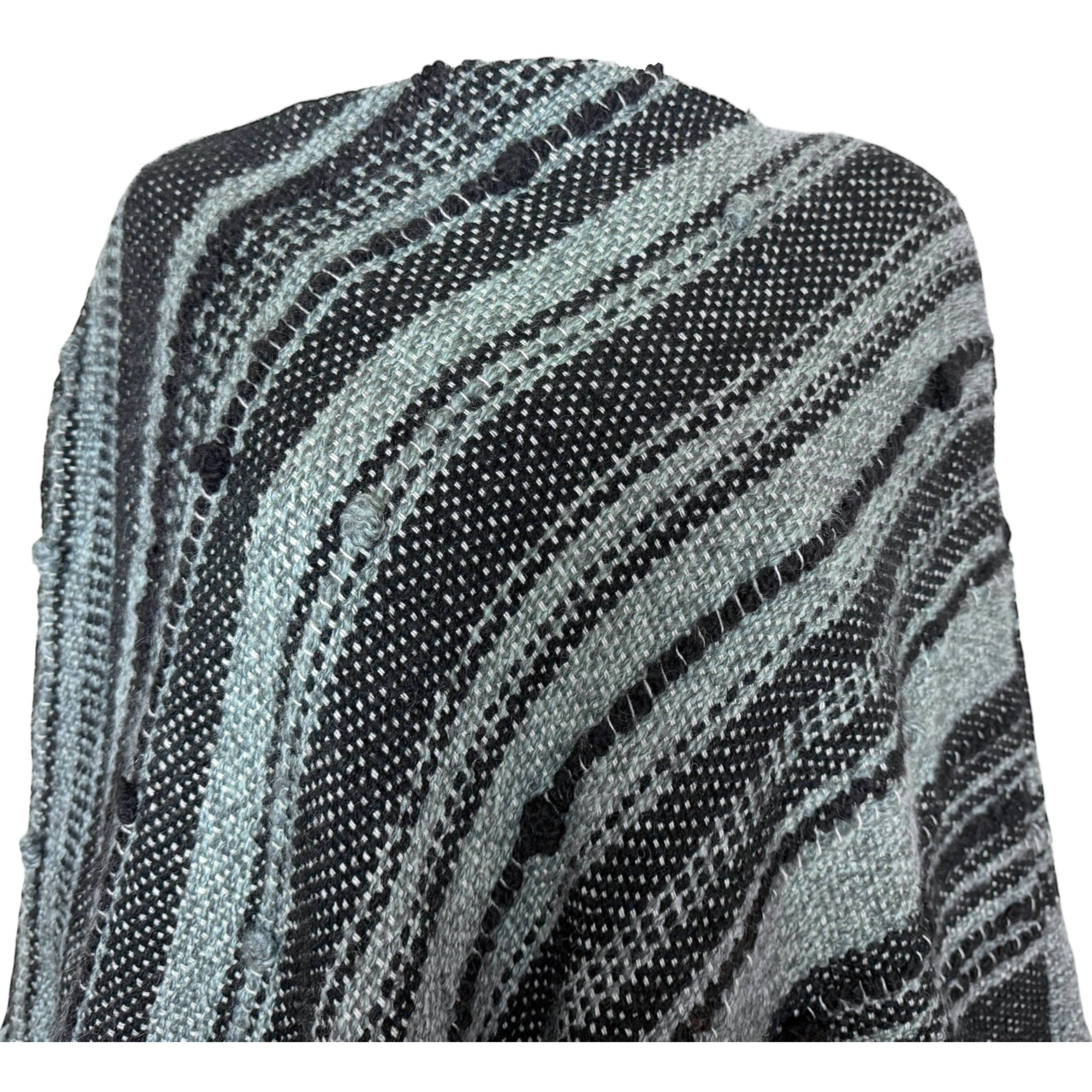 Vintage 1970s Poncho Hand Loomed Wool Cape Quebec Artisan M L