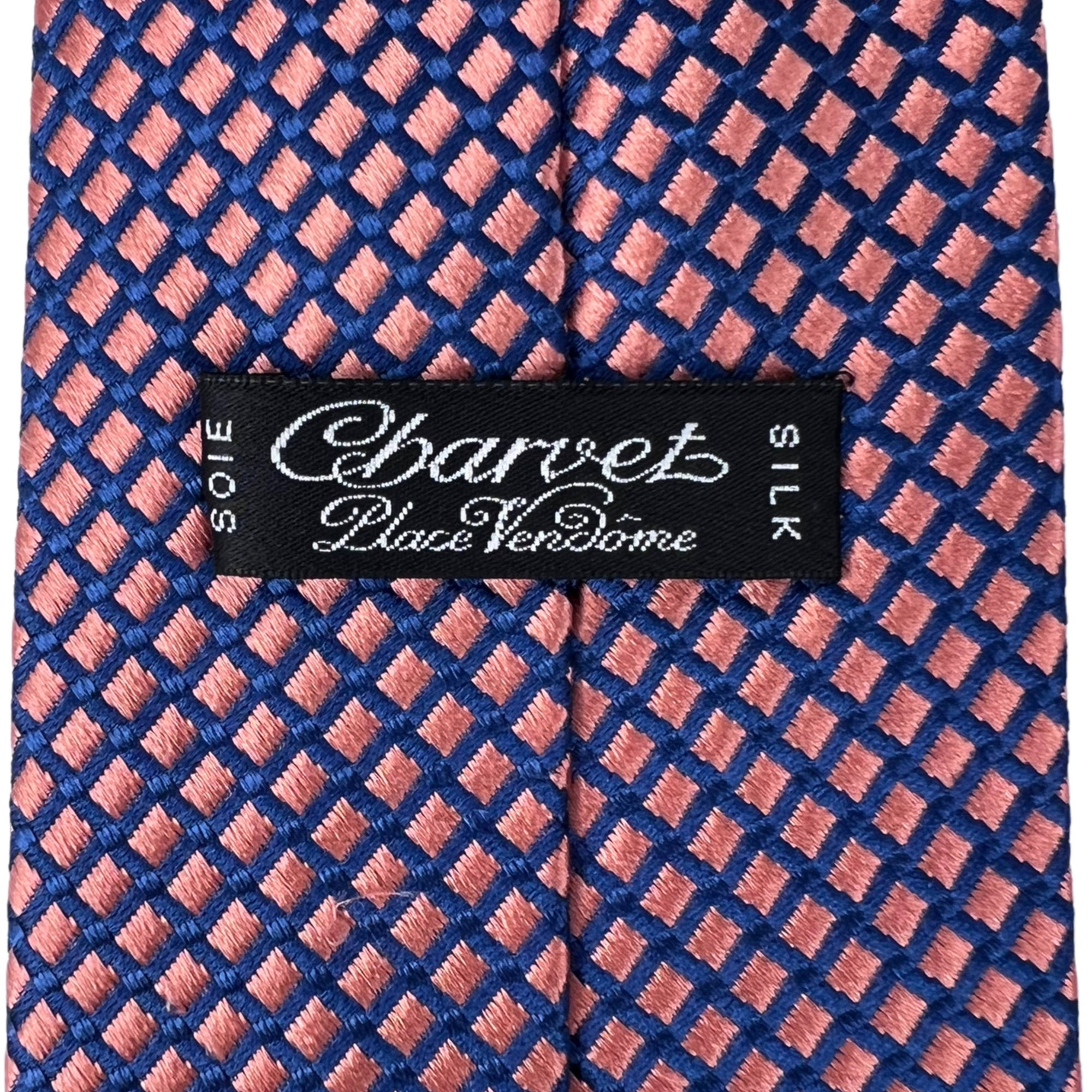 Charvet Tie Mens Silk Necktie Place Vendome Pink Squares