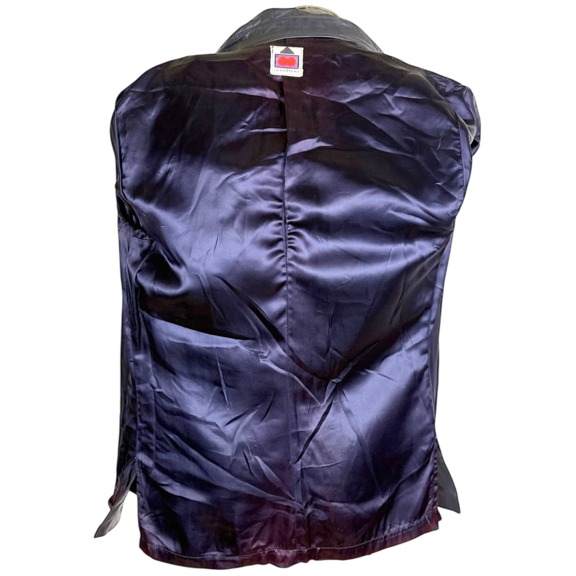 Vintage 1970s Blue Leather Jacket Disco Era Men’s Size Small