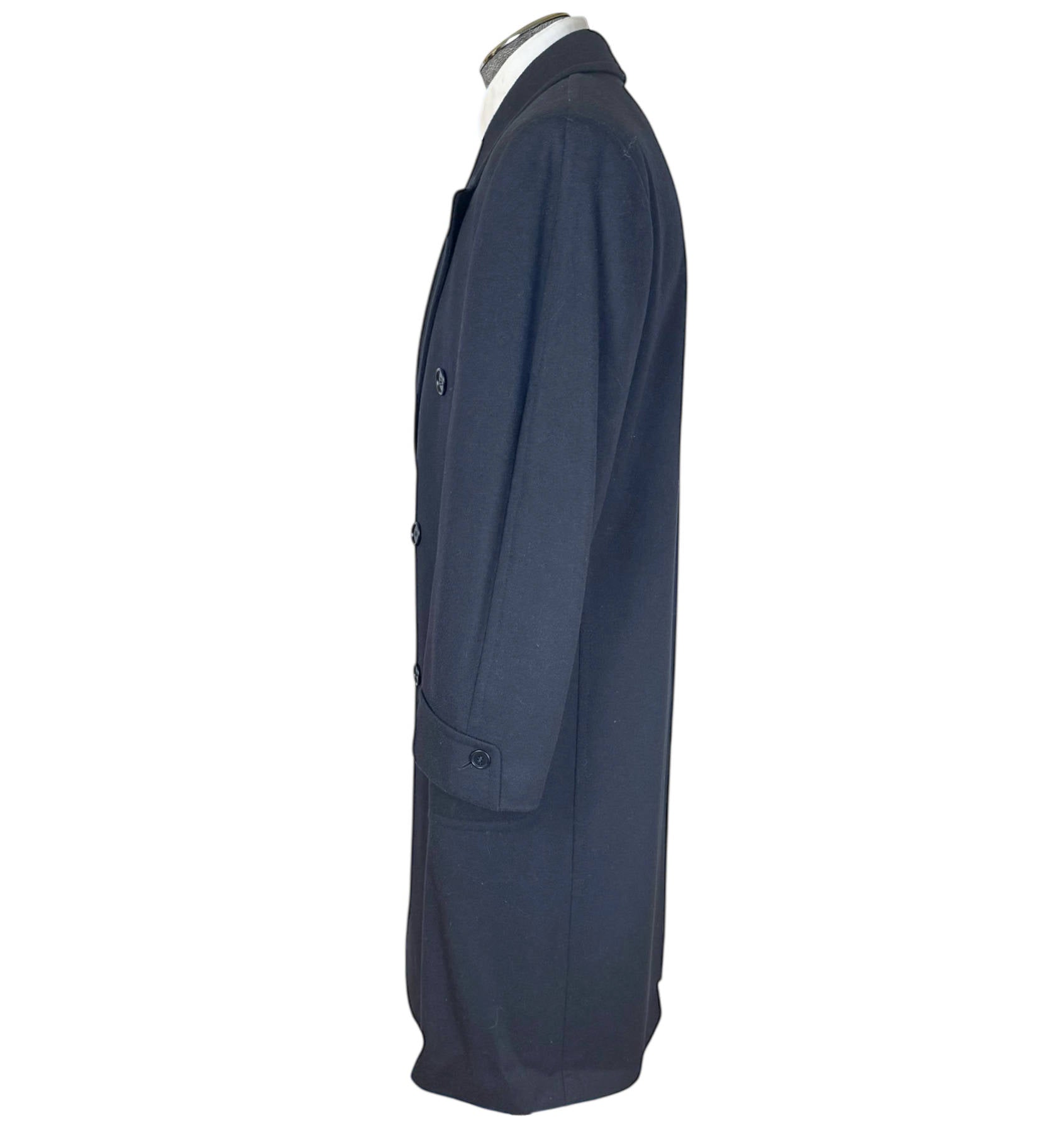 1980s 90s Vintage Italian Men’s Overcoat Navy Blue Size L