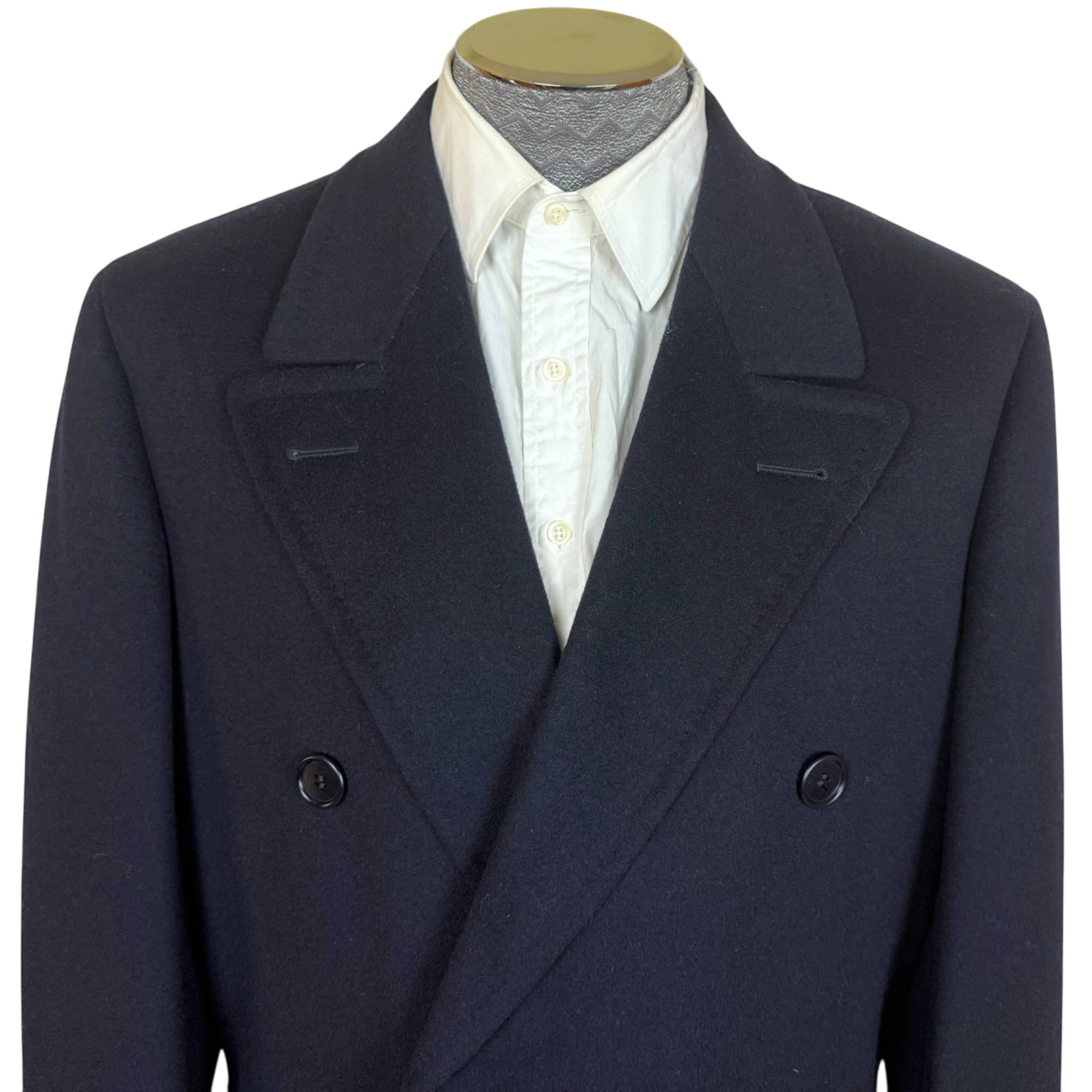 1980s 90s Vintage Italian Men’s Overcoat Navy Blue Size L
