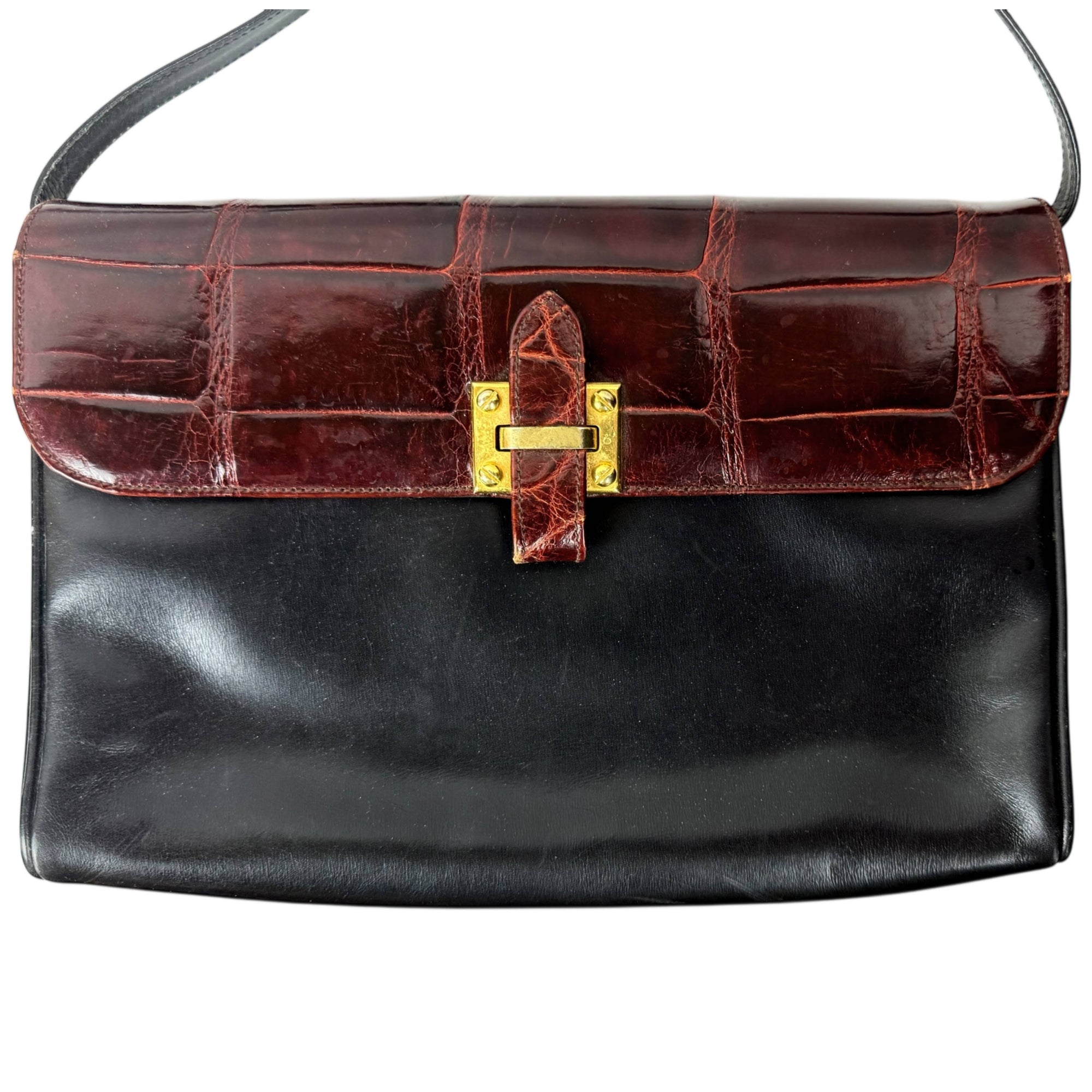 1970s 80s Vintage Italian Leather Shoulder Bag / Clutch Creed’s