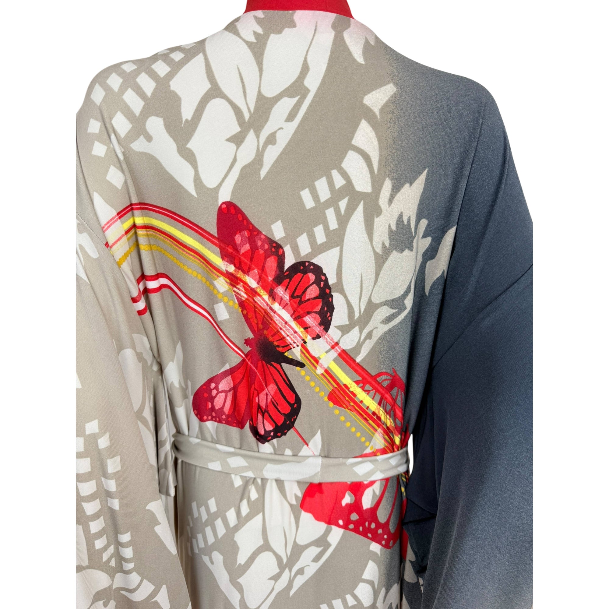 Vintage Kimono Robe Diamond Tea Butterfly Dressing Gown Sz M