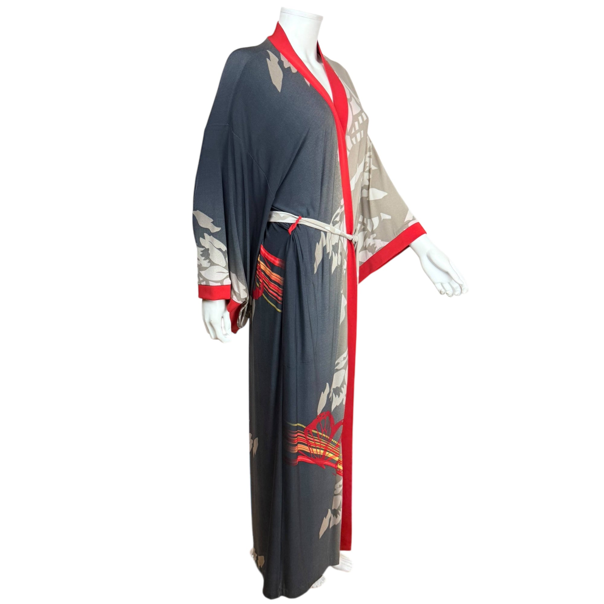 Vintage Kimono Robe Diamond Tea Butterfly Dressing Gown Sz M