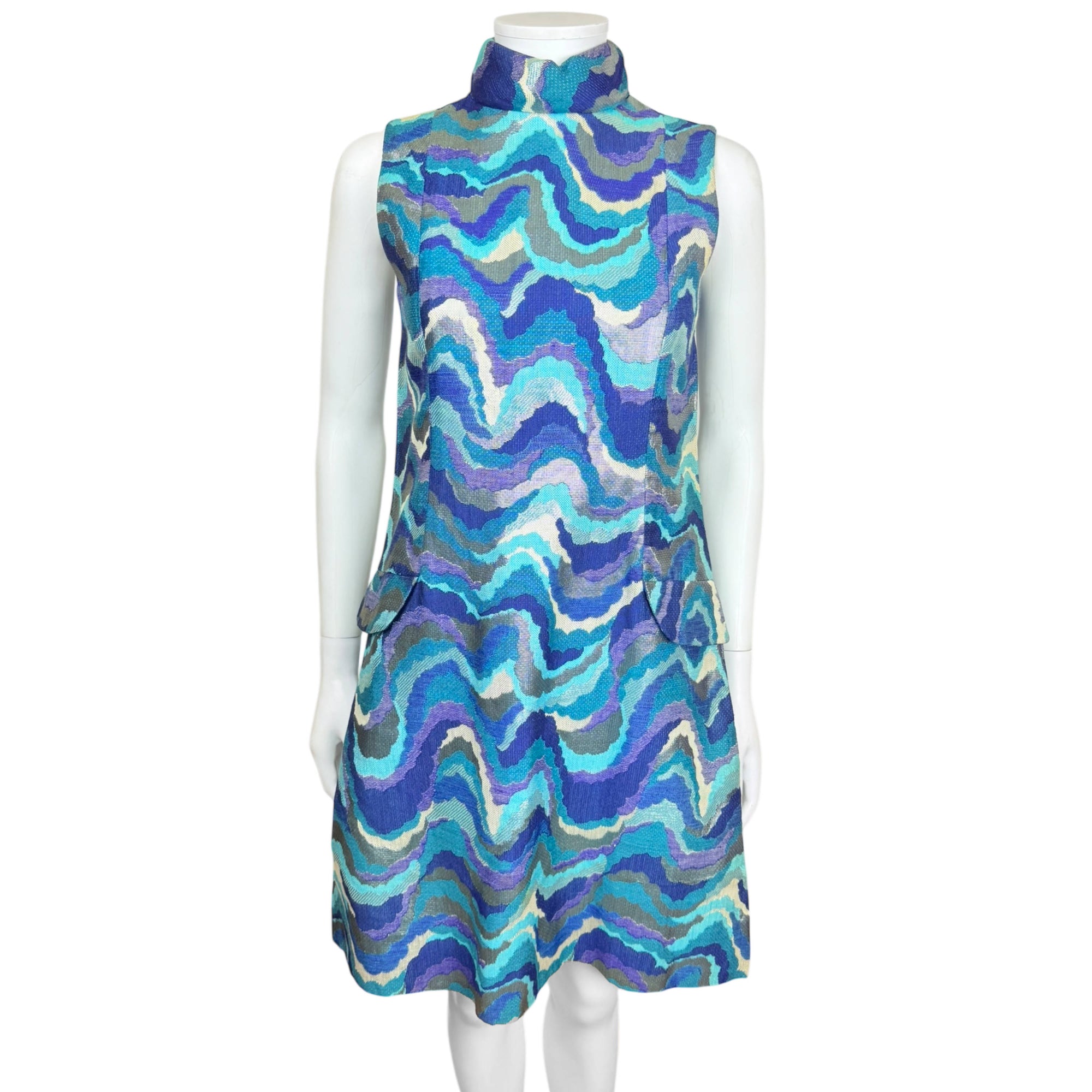 Vintage 1960s Mod Psych Dress Frank Usher London Size S