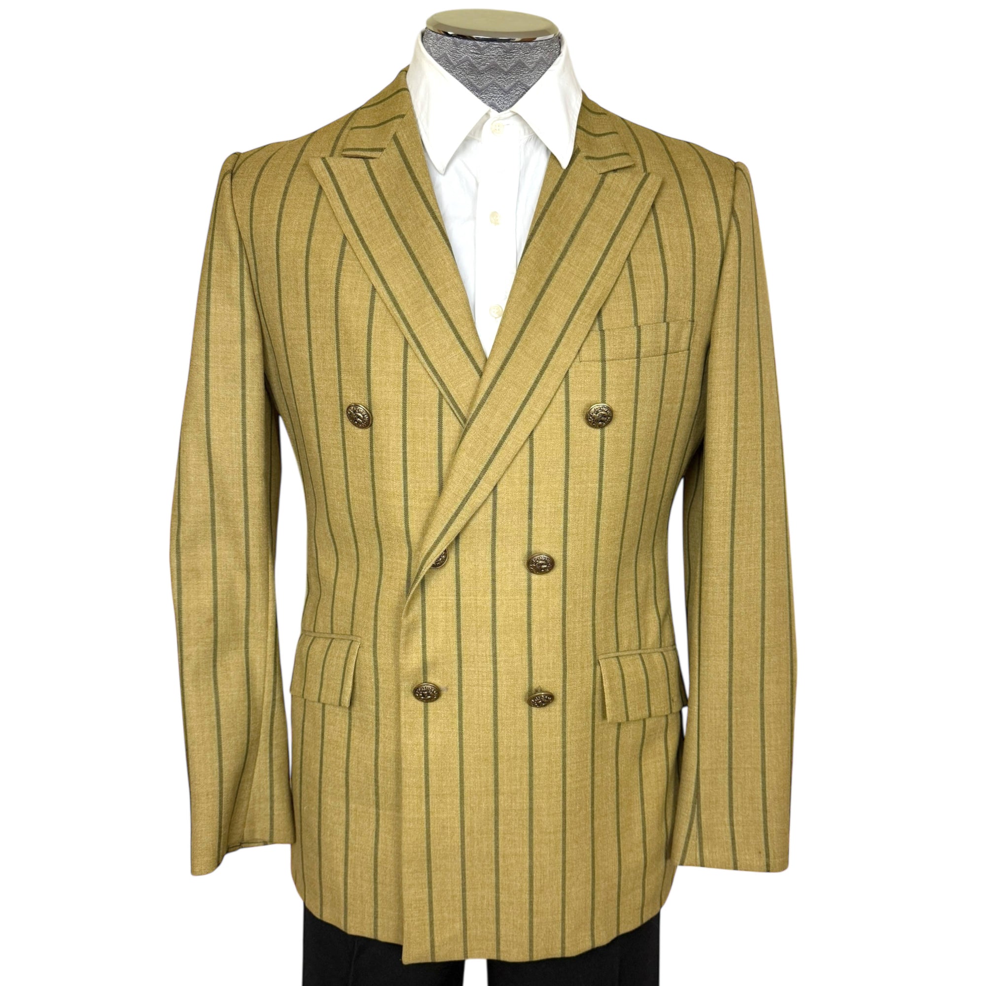 1960s 70s Vintage Striped Sport Coat Double-Breasted Jacket Men’s Size 40