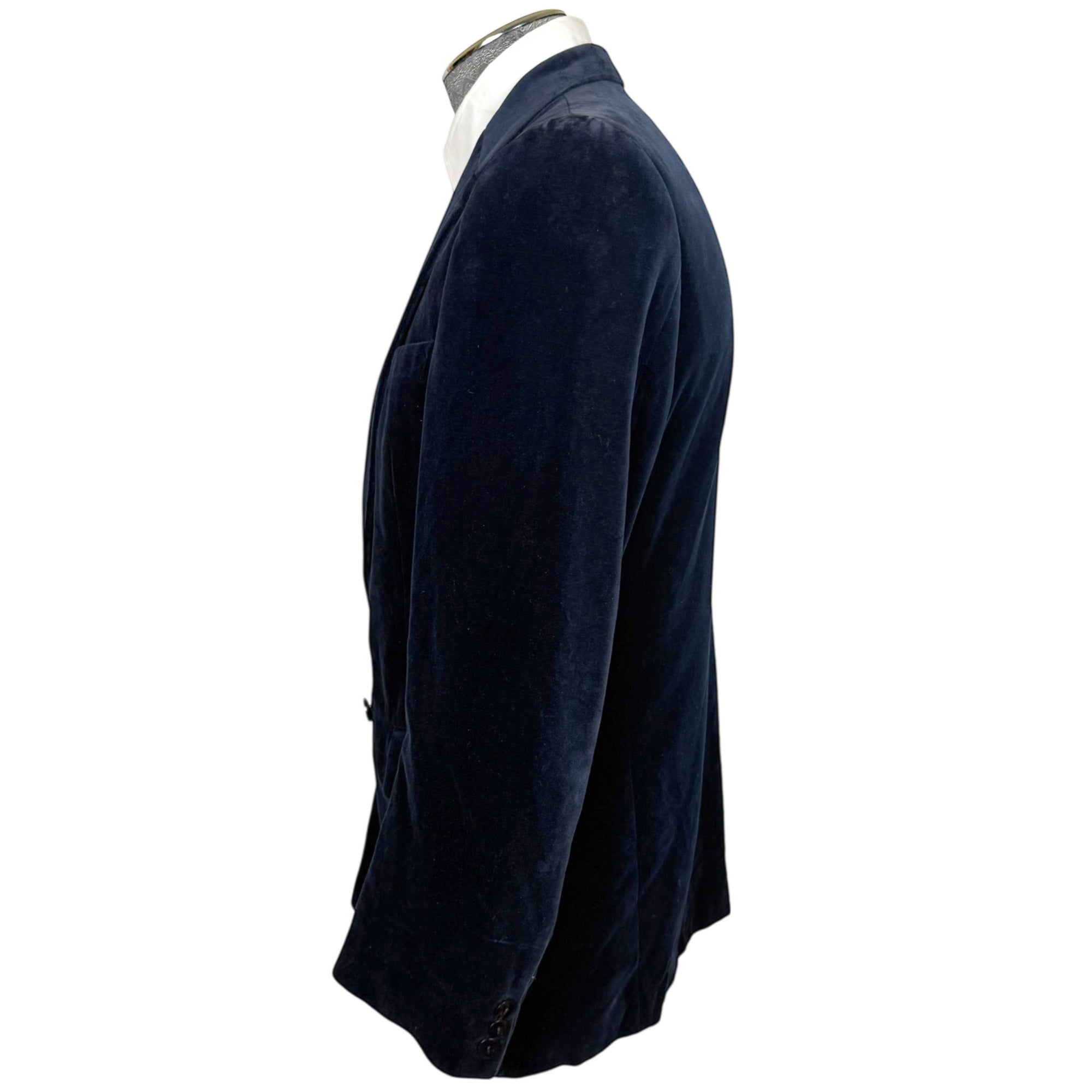 1970s Vintage Lanvin Paris Jacket Blue Velvet Blazer Size M