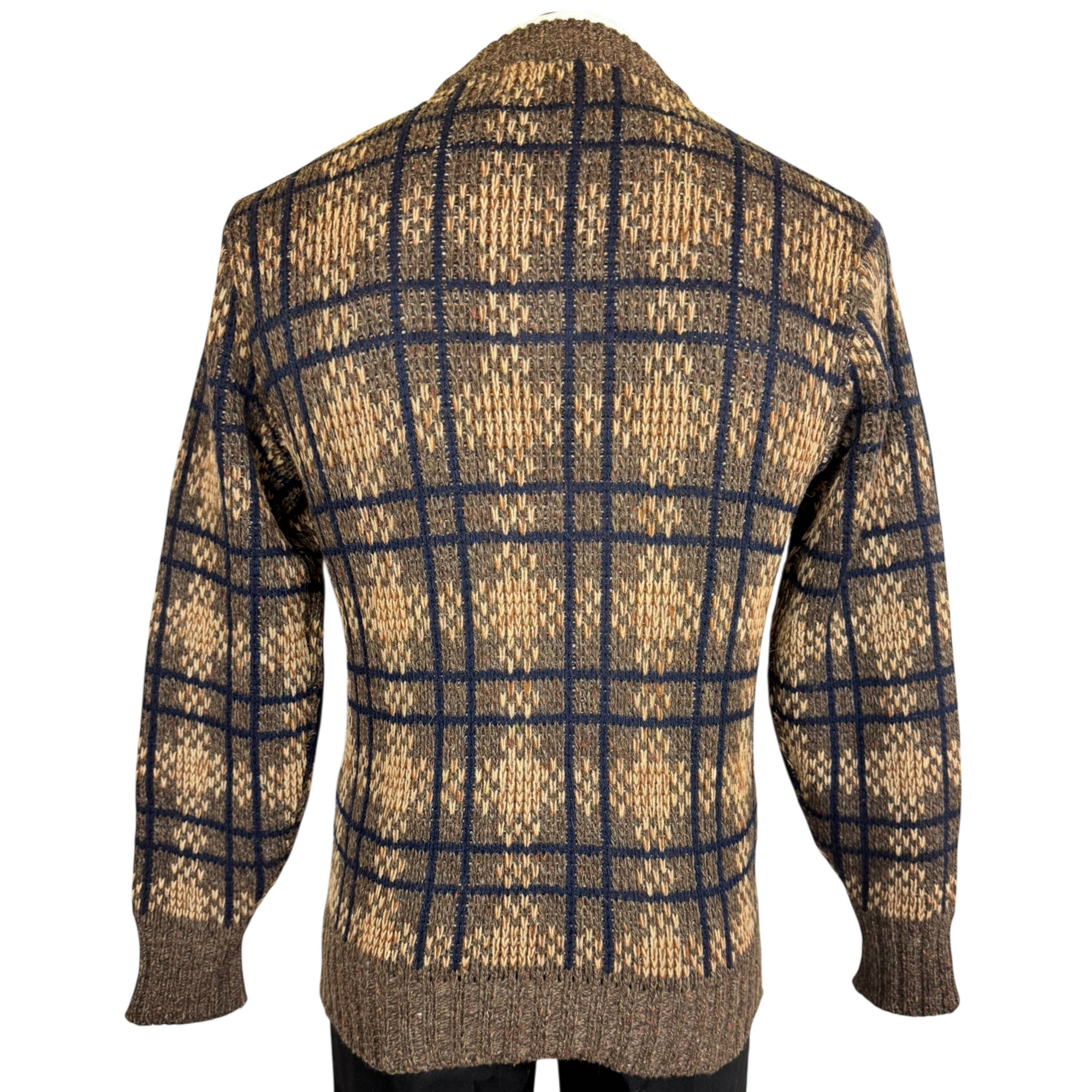 1970s Vintage McGregor Wool Sweater Plaid Knit Pullover Made in Japan