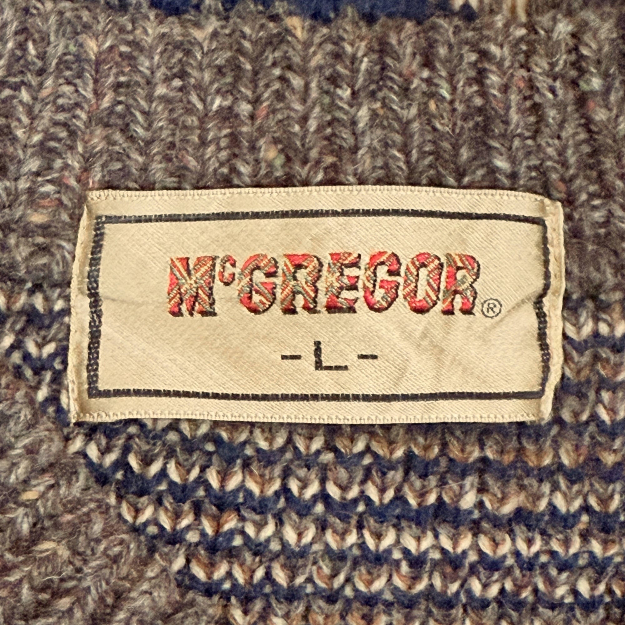 1970s Vintage McGregor Wool Sweater Plaid Knit Pullover Made in Japan