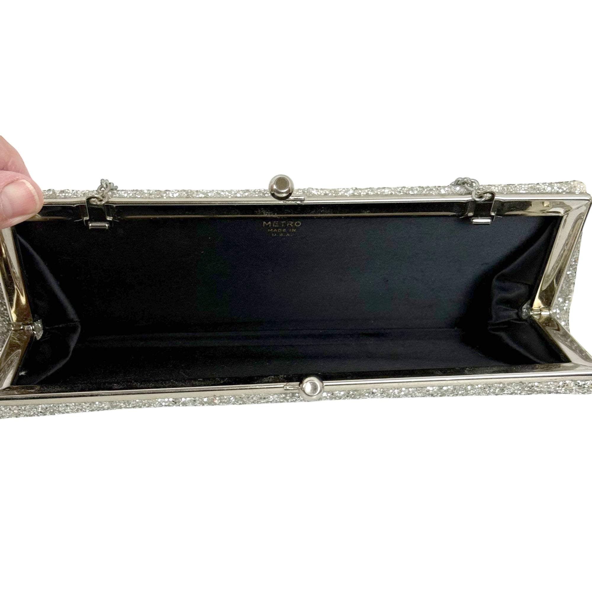 Vintage 1960s Sparkly Evening Bag Silver Glitter Made in USA