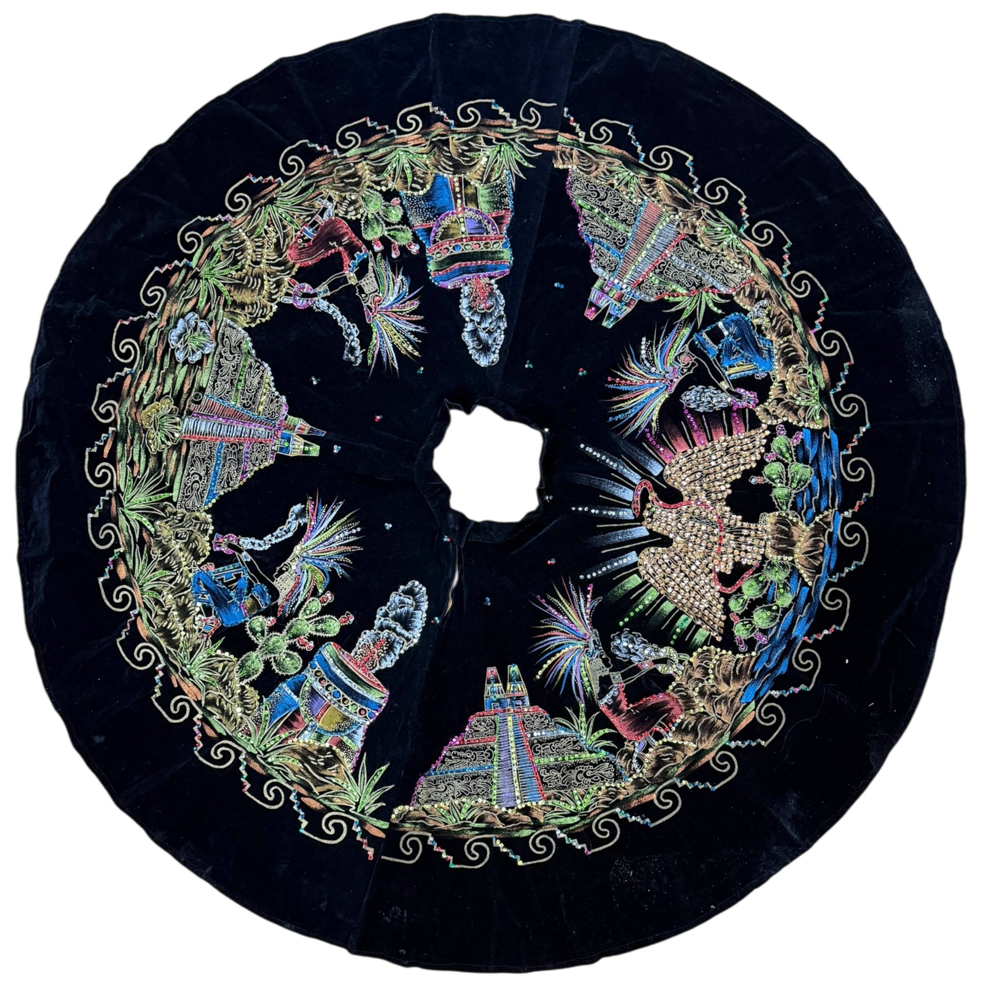 Vintage 1950s Mexican Circle Skirt and Top Set Hand Painted