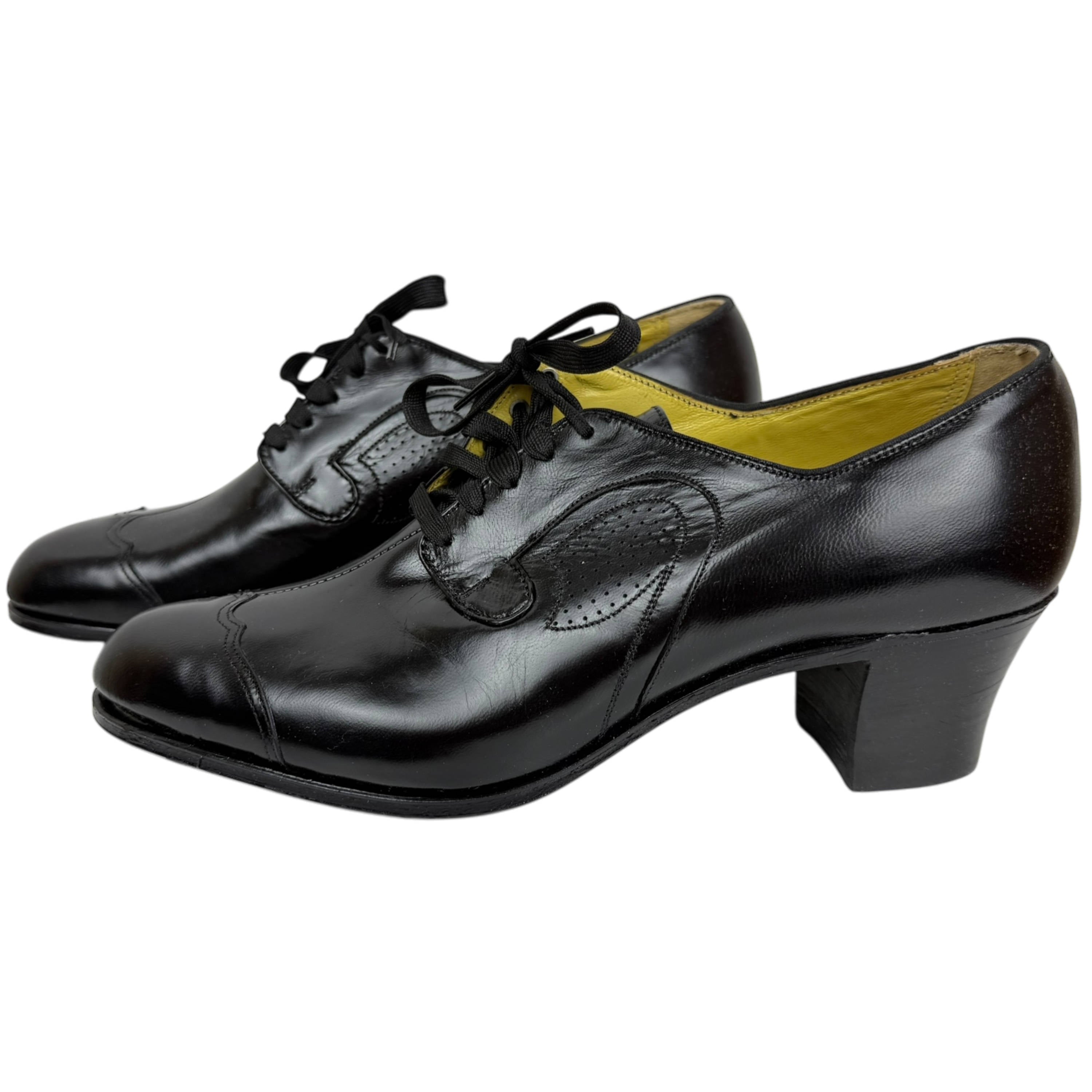 Unused 1950s Anatomic Shoes Ladies Black Leather Morgans 7 B – Poppy's Vintage Clothing
