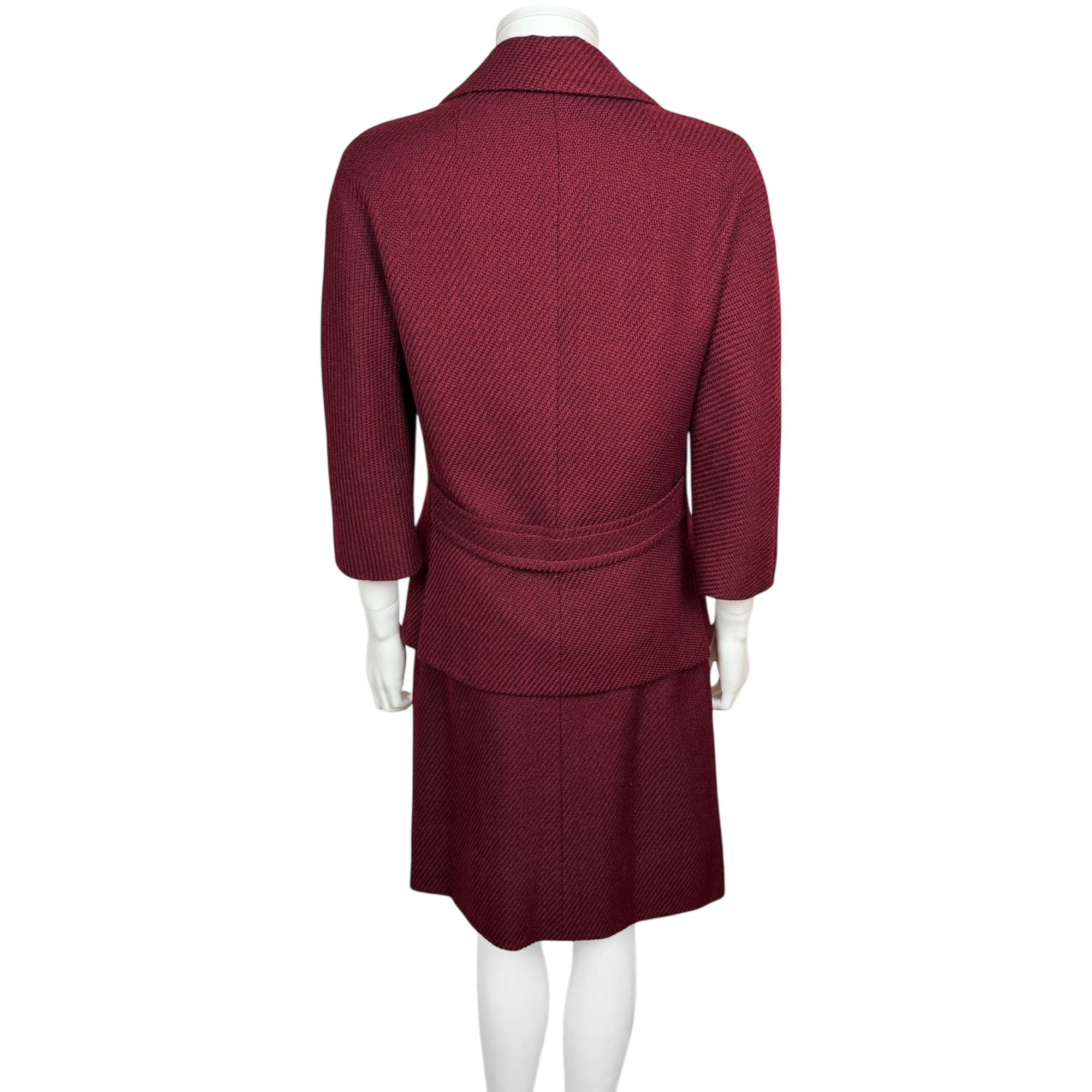 Vintage 1950s Skirt Suit Maroon Wool Morlaine Montreal Small
