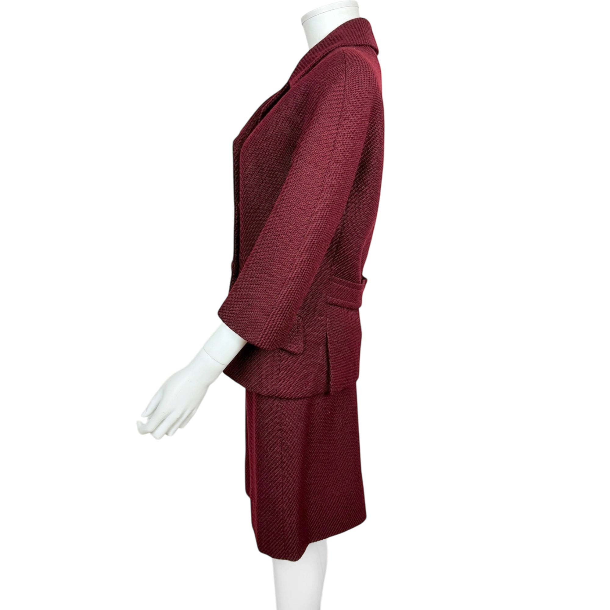 Vintage 1950s Skirt Suit Maroon Wool Morlaine Montreal Small