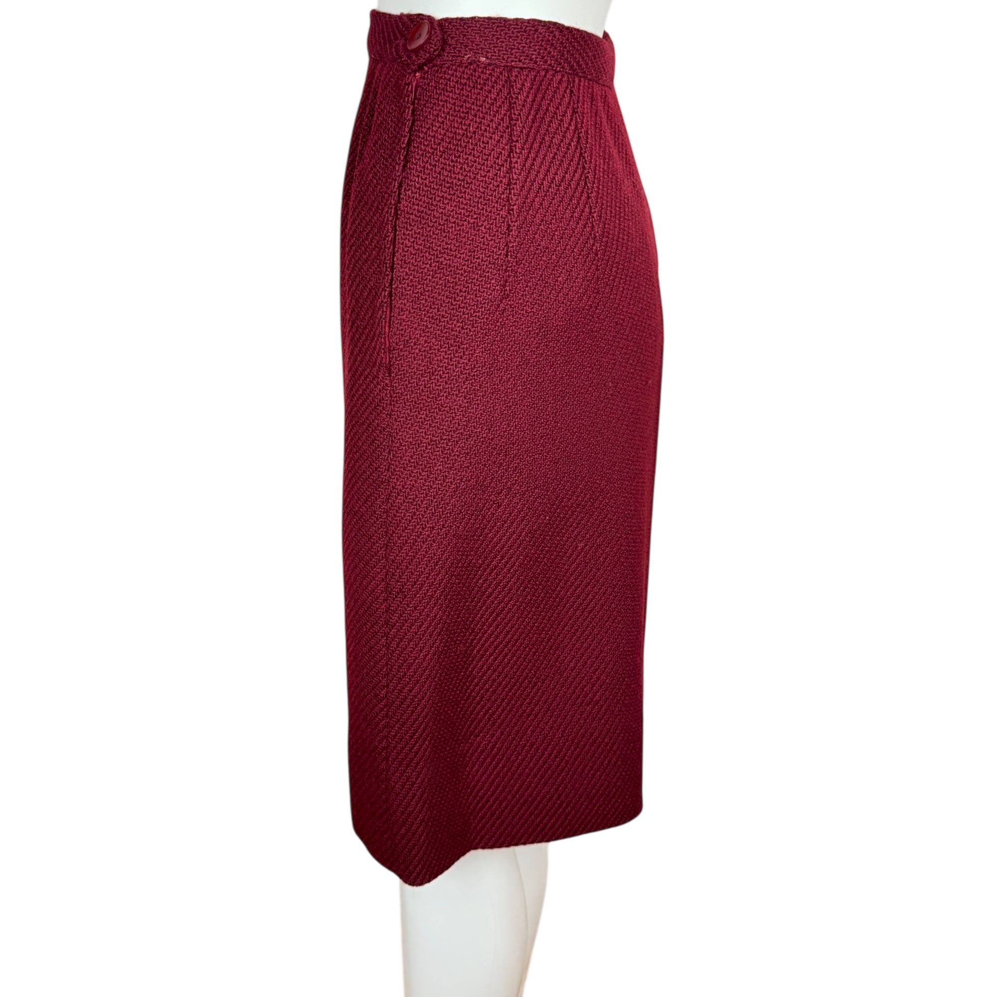 Vintage 1950s Skirt Suit Maroon Wool Morlaine Montreal Small