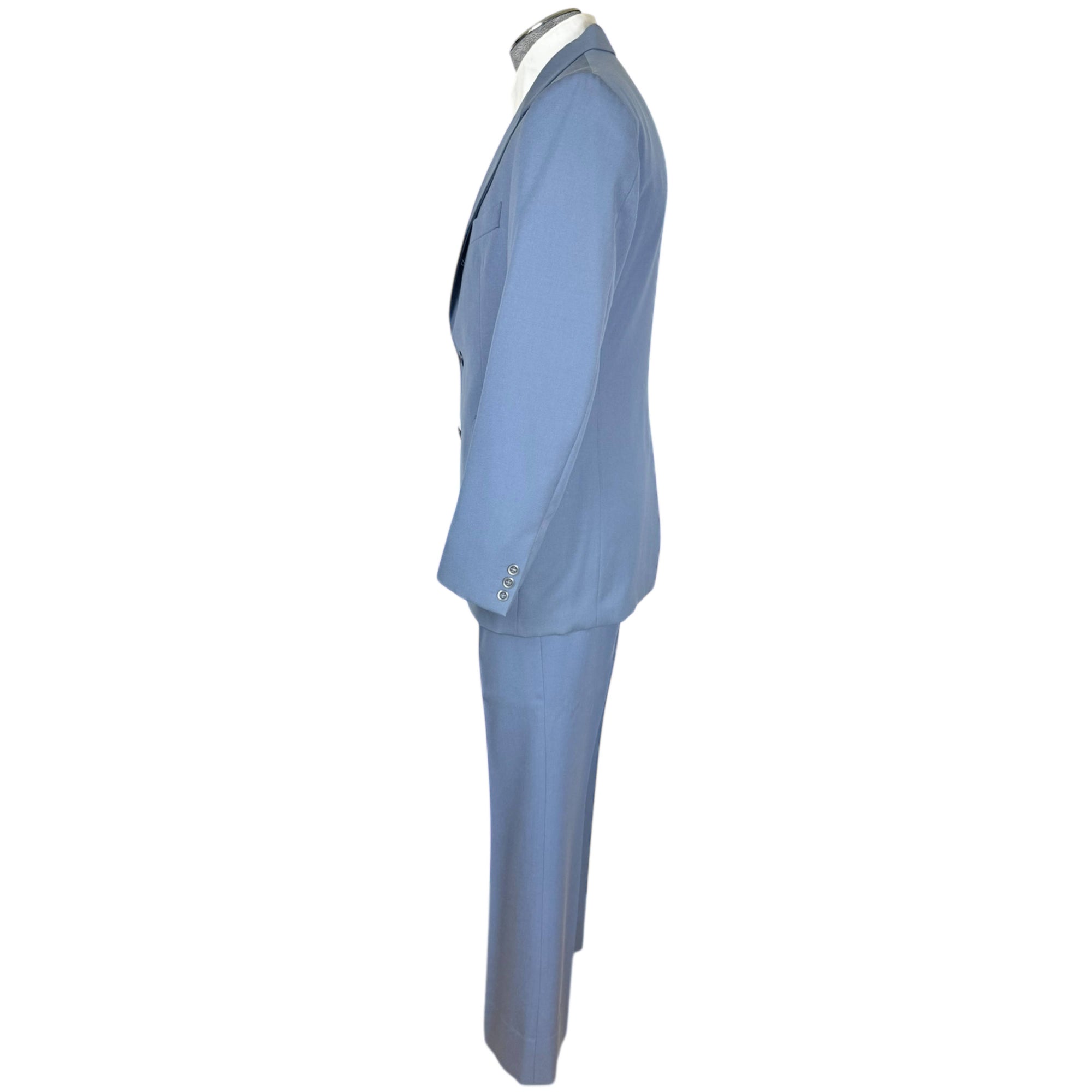 Vintage 1970s Men’s Suit Oleg Cassini Light Blue Wool Sz M