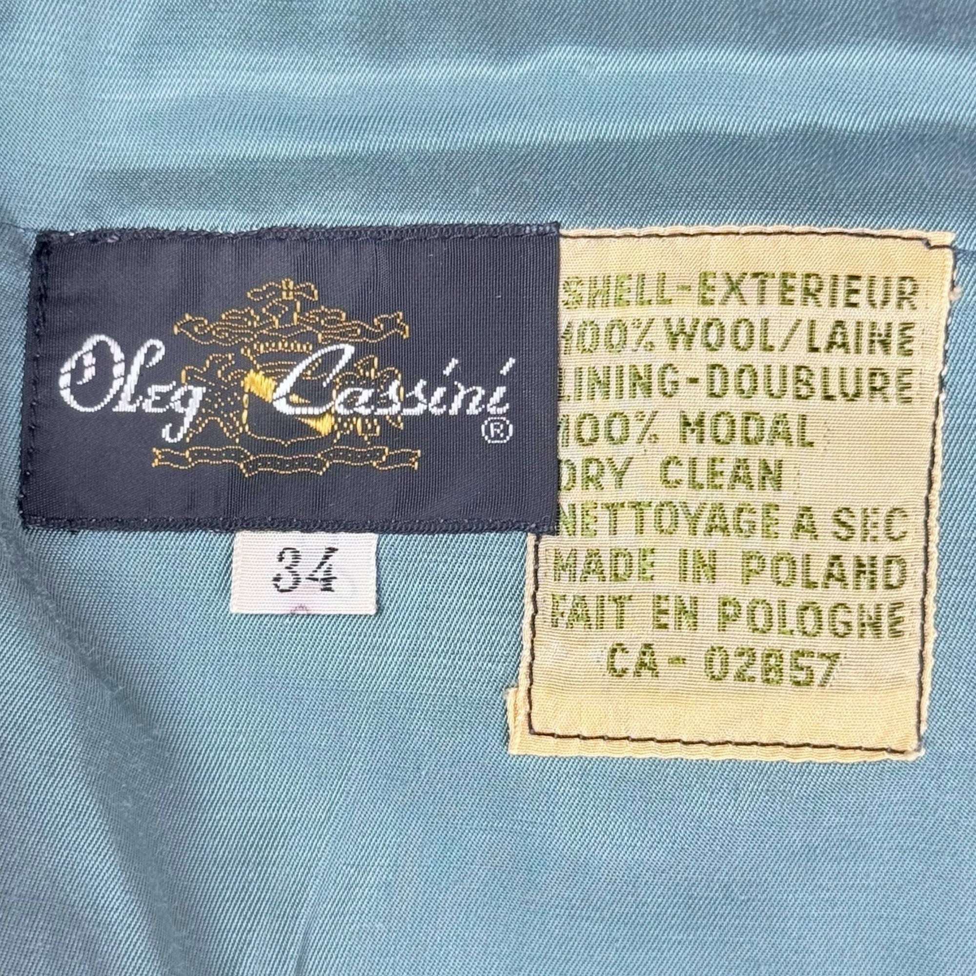 Vintage 1970s Men’s Suit Oleg Cassini Light Blue Wool Sz M