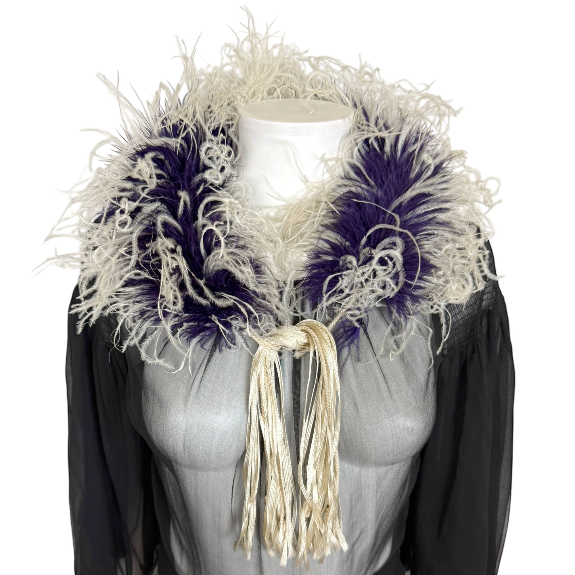 Antique Victorian Boa Purple and White Ostrich Feathers