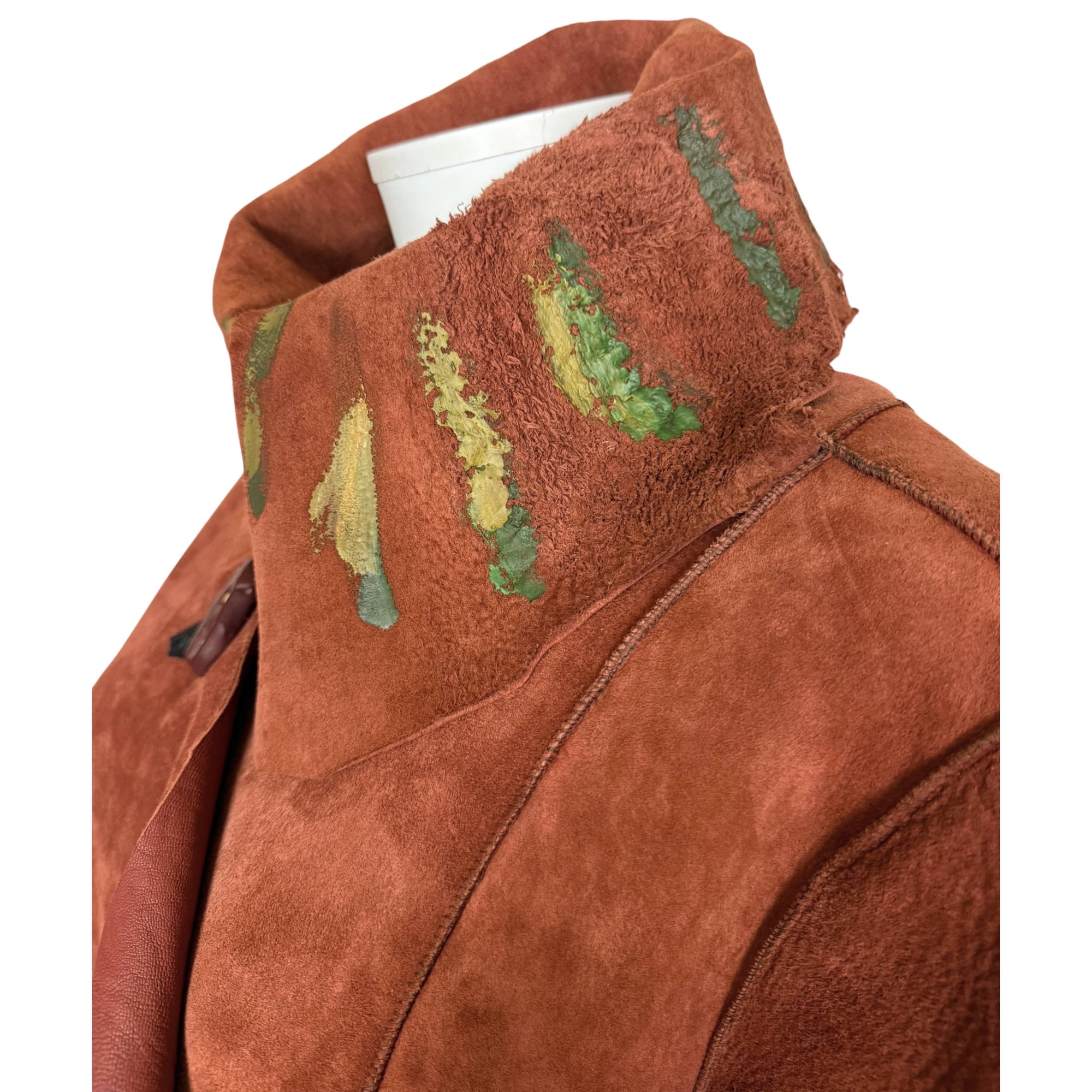 Vintage Artisan Suede Leather Coat by Pépin Designer Size L