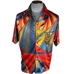 Vintage 1970s Pierre Cardin Shirt Wild Geometric Nylon Size XL