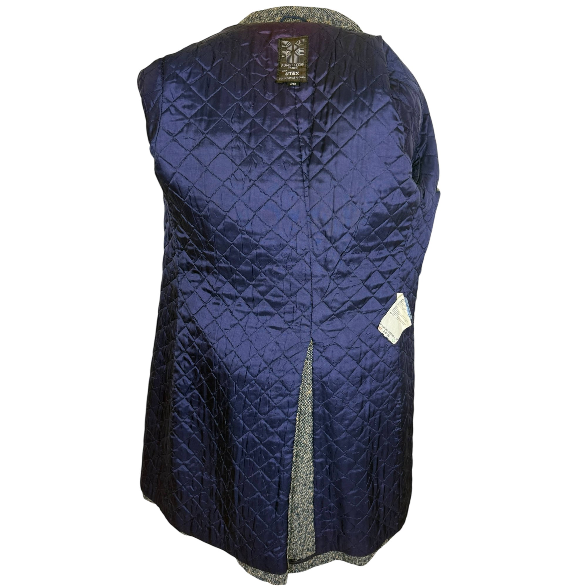 Vintage 1970s Men’s Tweed Overcoat Ruven Feder Paris Sz S M