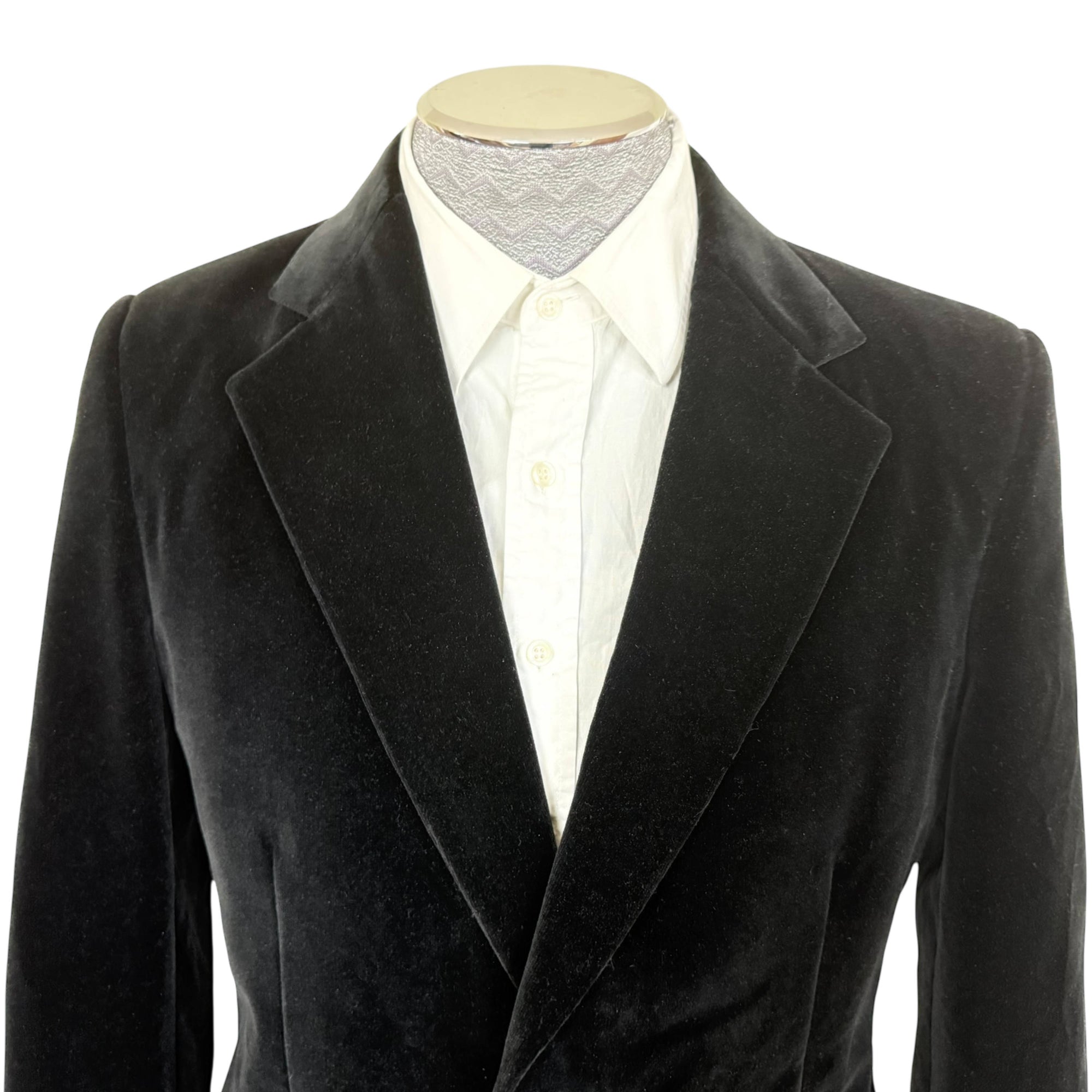 Vintage 1970s Black Velvet Jacket Custom Tailored Size S M