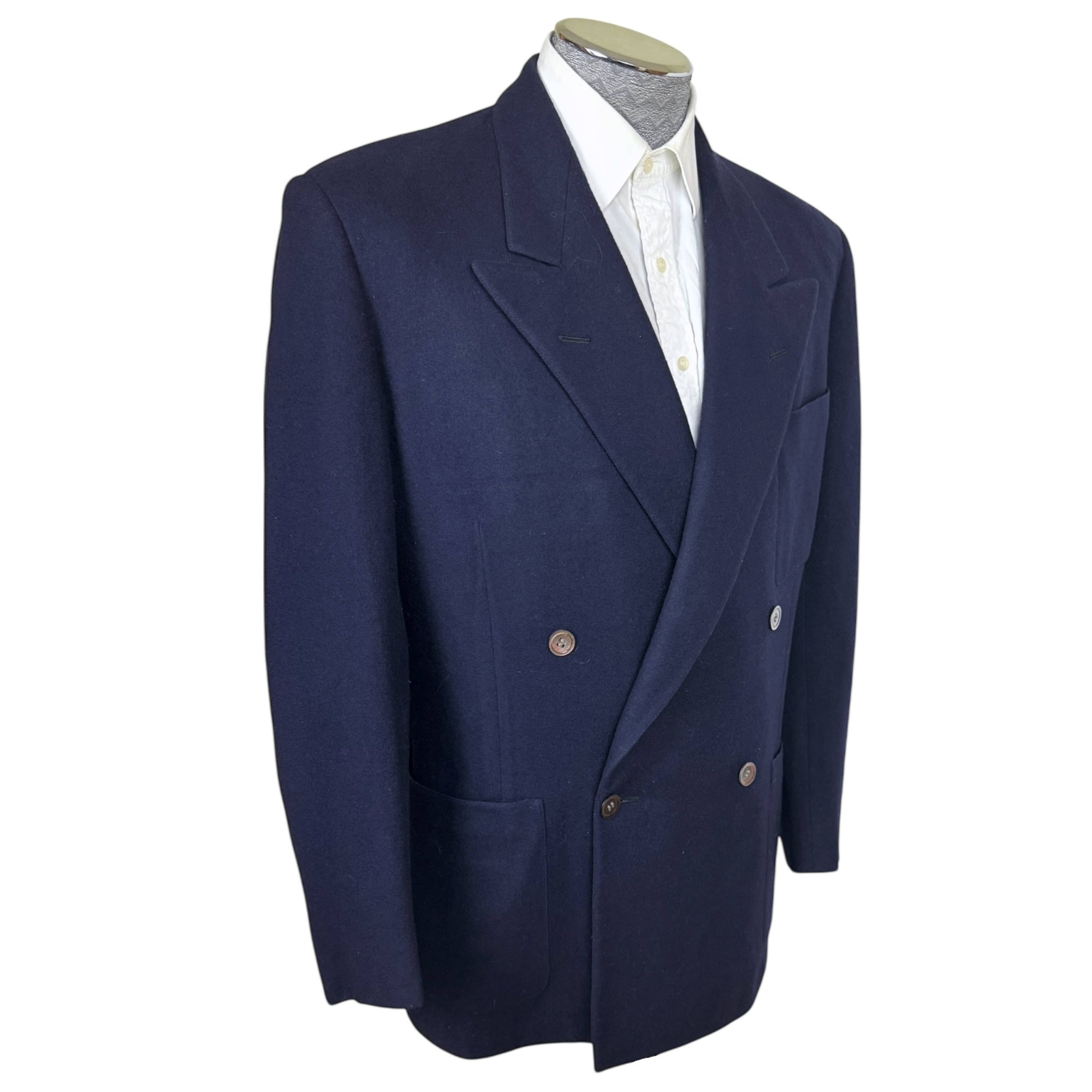 1940s 50s Vintage Wool Blue Blazer Double-Breasted Size M