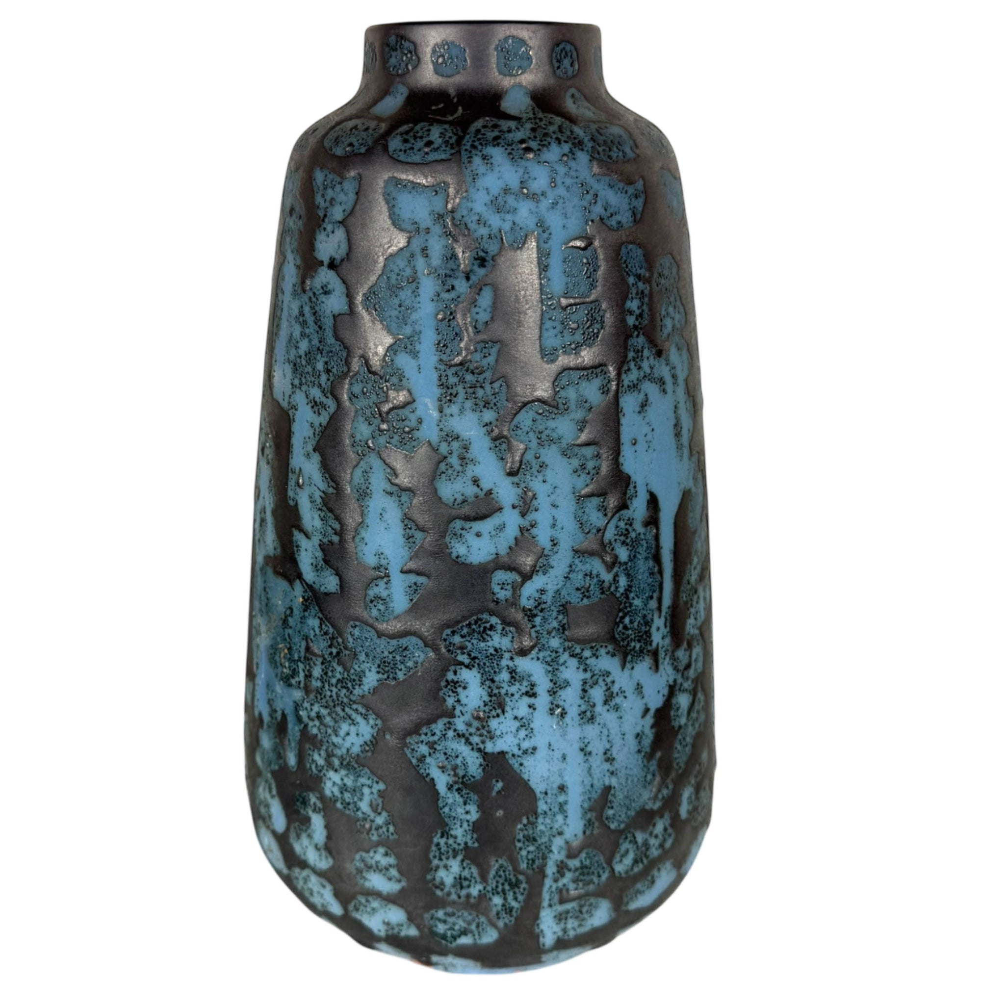 Vintage West German Pottery Vase Blue Fat Lava Glaze 1268-27