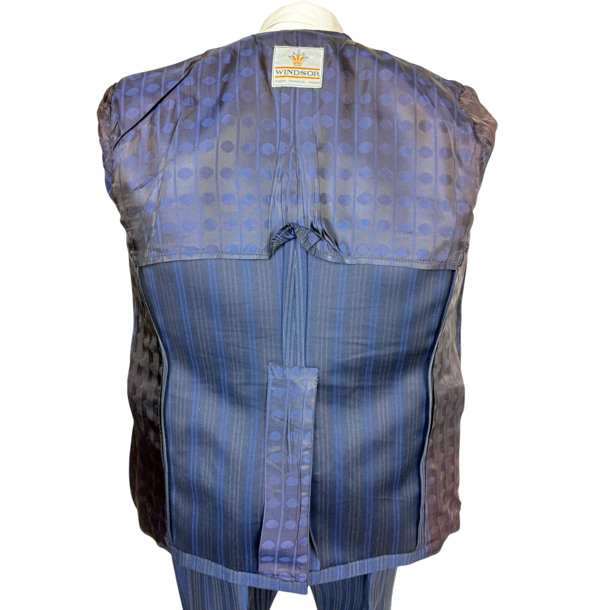 Vintage 1960s Shiny Suit Blue w Red Pinstripe Men’s Size L