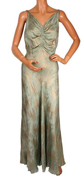 Vintage Evening Gown Bias Cut Gold Lam 1930s Marie Jos Gowns Montrea Poppy's Vintage Clothing Vintage Evening Gown Bias Cut Gold Lam 1930s Marie Jos Gowns Montrea Poppy's Vintage Clothing