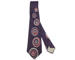 Vintage 1940s Swing Tie Mens Purple Necktie Geometric Pattern Cohama by Berkley - Poppy's Vintage Clothing