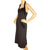Vintage 1950s Bombshell Halter Dress Black Crepe w Beaded Velvet Size Medium - Poppy's Vintage Clothing