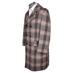 Vintage 1960s Dandy Mens Herringbone Tweed Wool Overcoat Coat Size M L Short - Poppy's Vintage Clothing