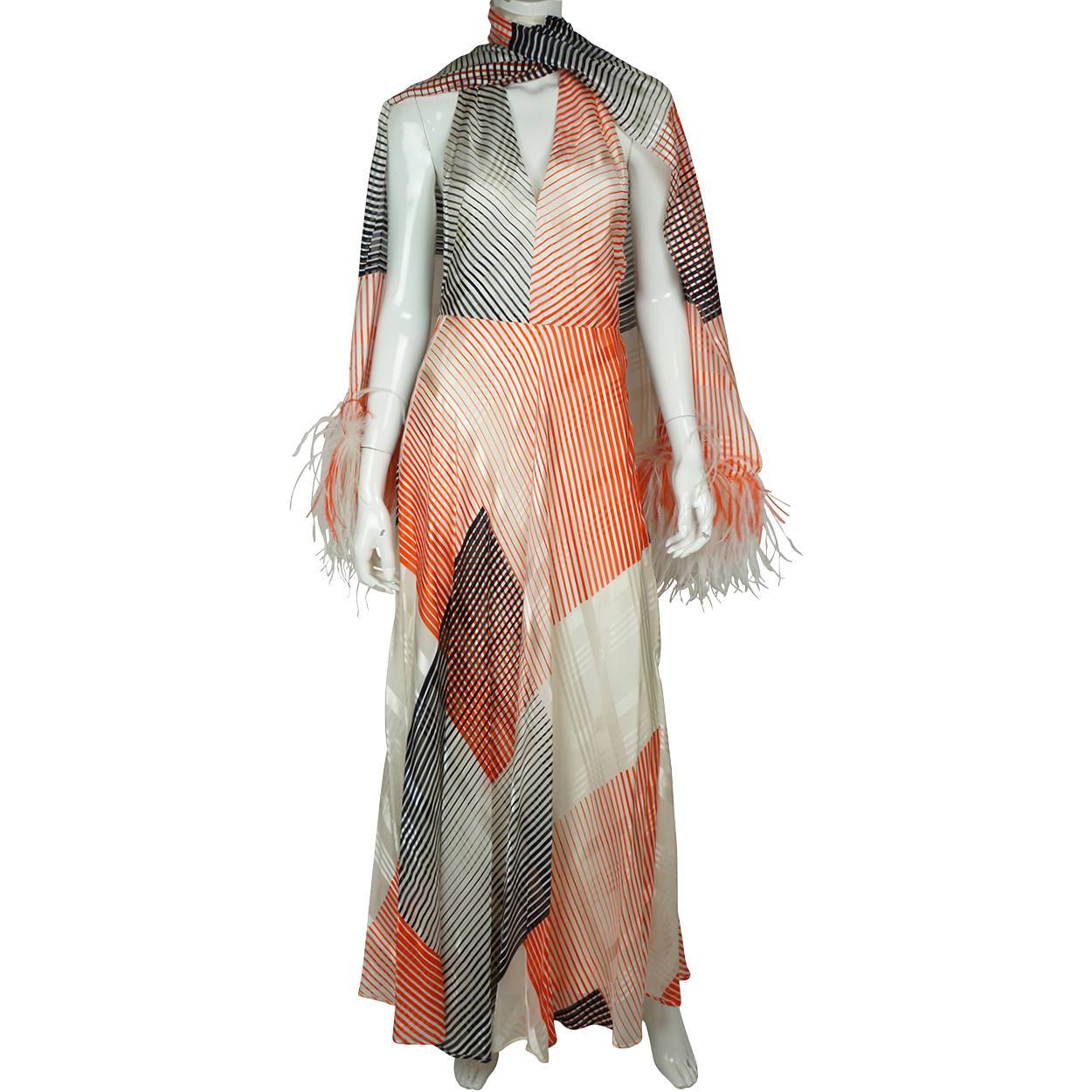 Vintage 1970s Silk Evening Gown with Matching Stole Halter Style Dress Poppy's Vintage Clothing Vintage 1970s Silk Evening Gown with Matching Stole Halter Style Dress Poppy's Vintage Clothing