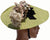 Wide Brimmed Hat 1930s Apple Green Straw with Millinery Flower - Poppy's Vintage Clothing