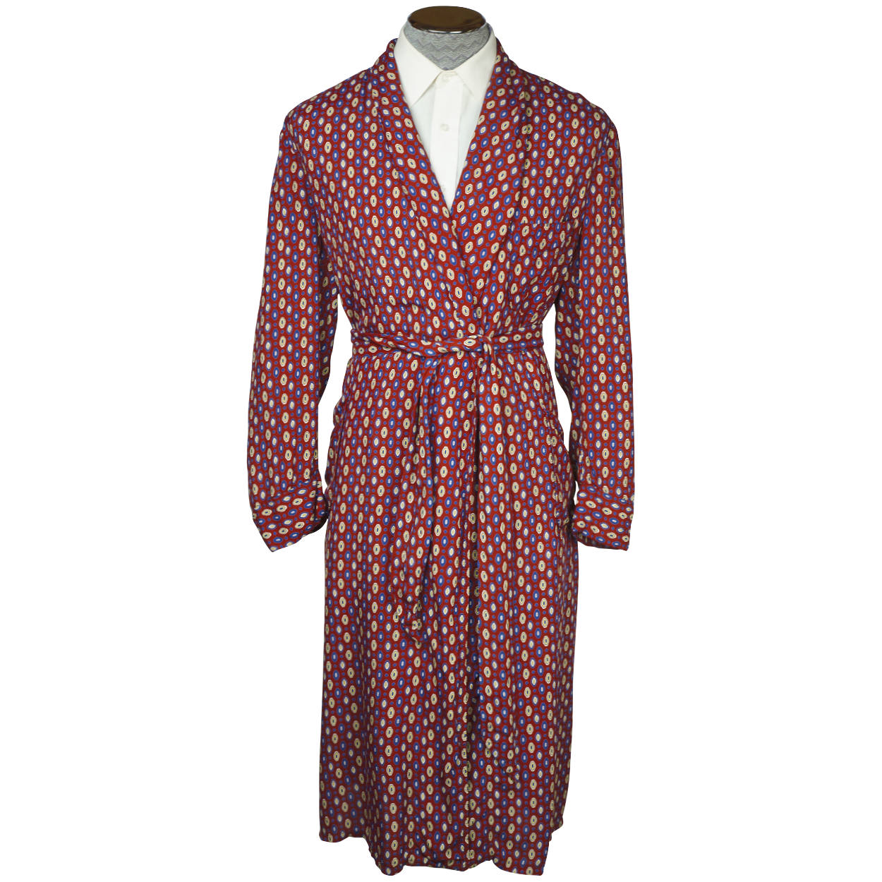 Vintage 50s 60s Mens Dressing Gown Printed Rayon Blend Sz L Poppy's Vintage Clothing Vintage 50s 60s Mens Dressing Gown Printed Rayon Blend Sz L Poppy's Vintage Clothing