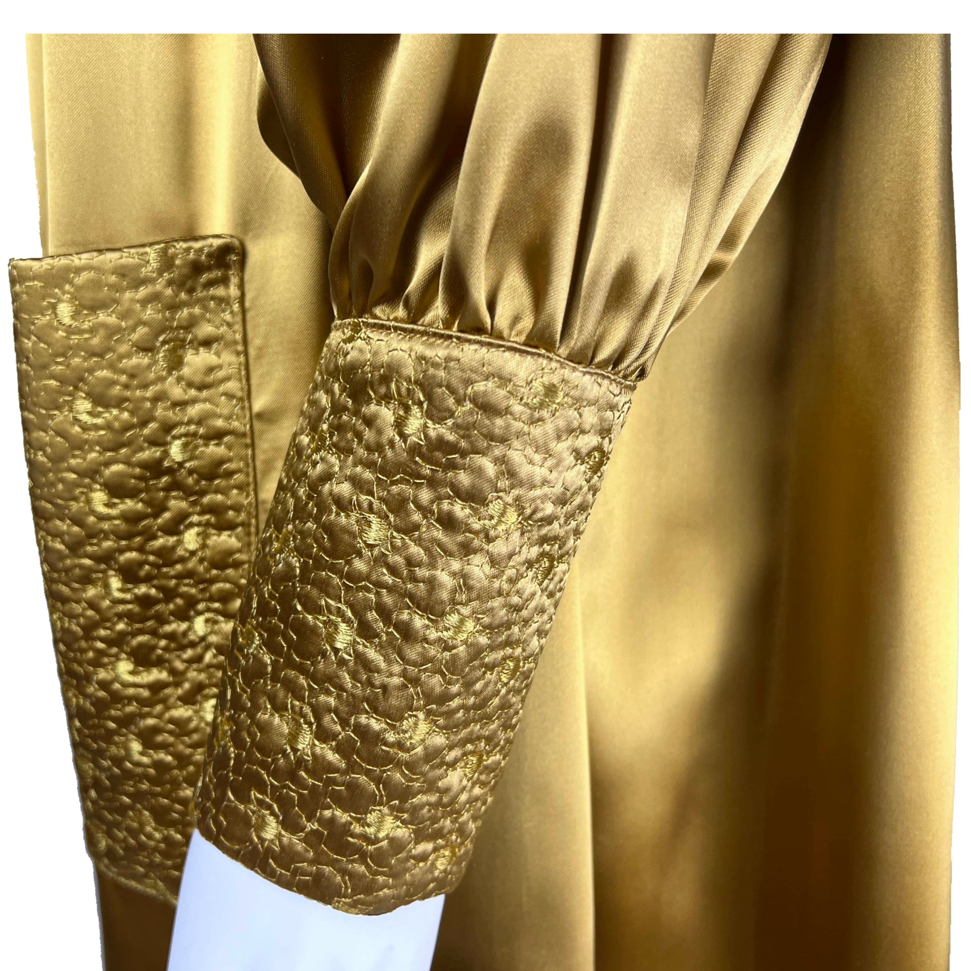 Vintage 1950s Dressing Gown Gold Satin Robe Ann Gordon Sz L