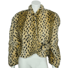 Vintage 80s Faux Fur Jacket Leopard Print Ladies Size M - Poppy's Vintage Clothing