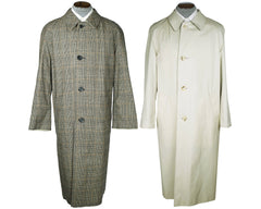 70s AQUASCUTUM GREY CHECK REVERSIBLE TRENCH COAT