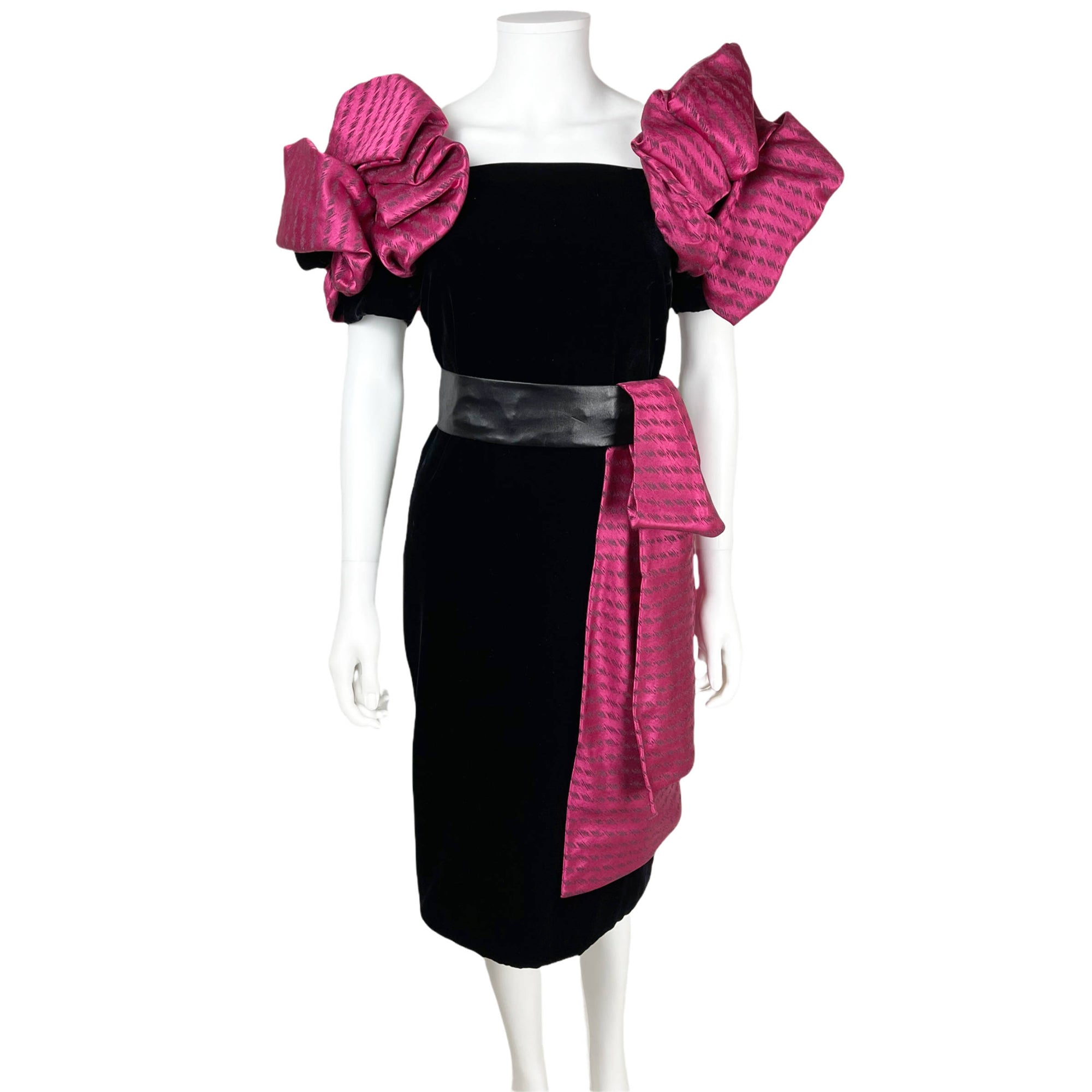 Vintage 1980s Renato Balestra Dress Black Velvet & Silk