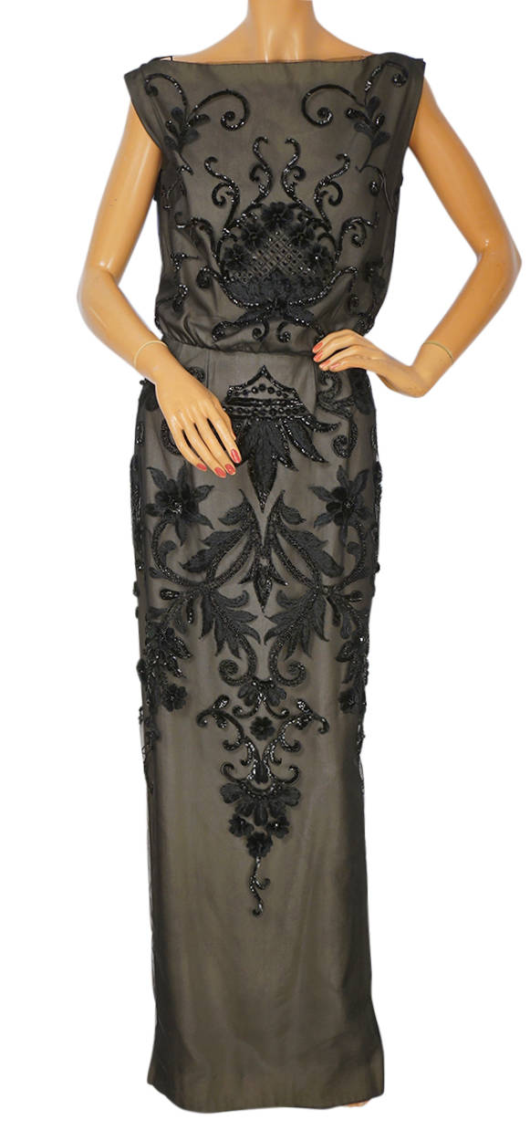 Vintage Pierre Balmain Florilege Evening Gown Black Sequin Net Dress S Poppy's Vintage Clothing Vintage Pierre Balmain Florilege Evening Gown Black Sequin Net Dress S Poppy's Vintage Clothing