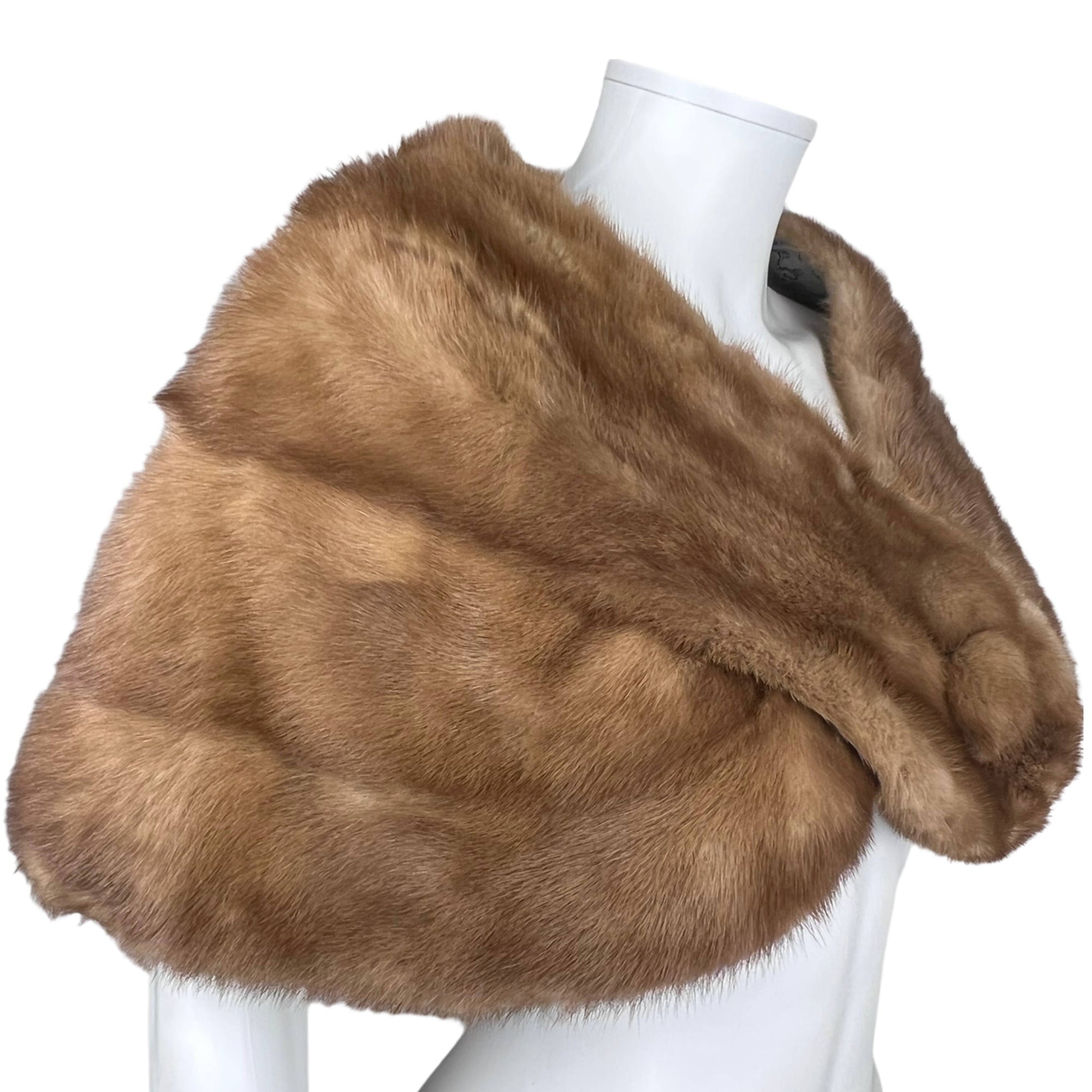 1950s 60s Vintage Mink Fur Stole Brown Shoulder Wrap Sz M L