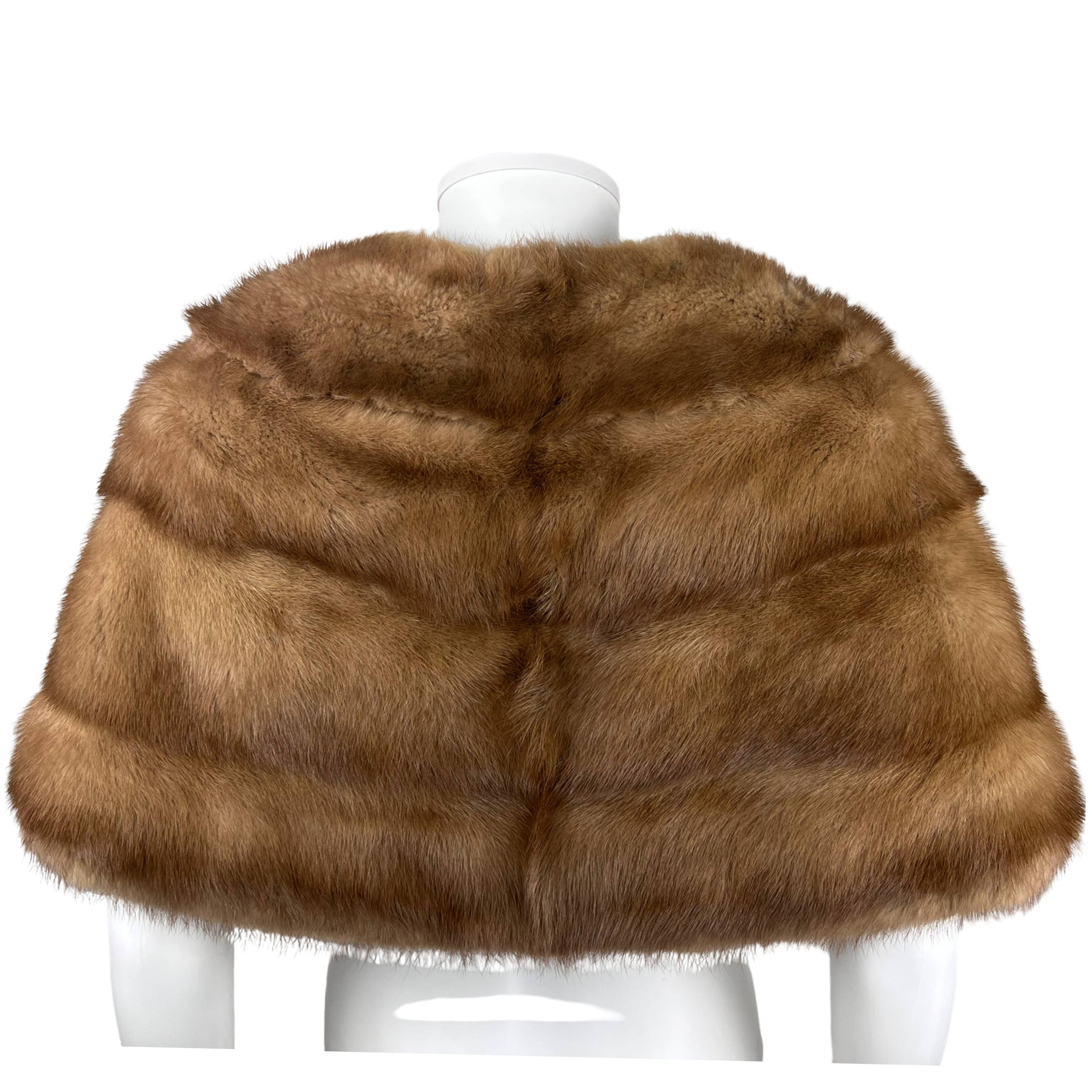1950s 60s Vintage Mink Fur Stole Brown Shoulder Wrap Sz M L